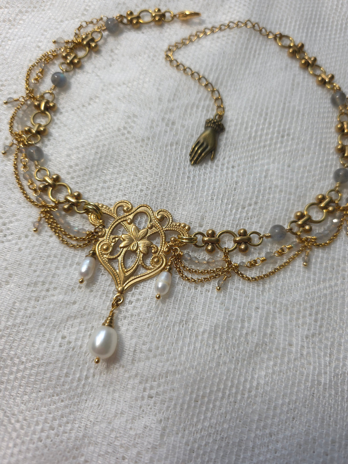 SUNLESS DAYS | Labradorite & Gold Renaissance Inspired Brass Choker