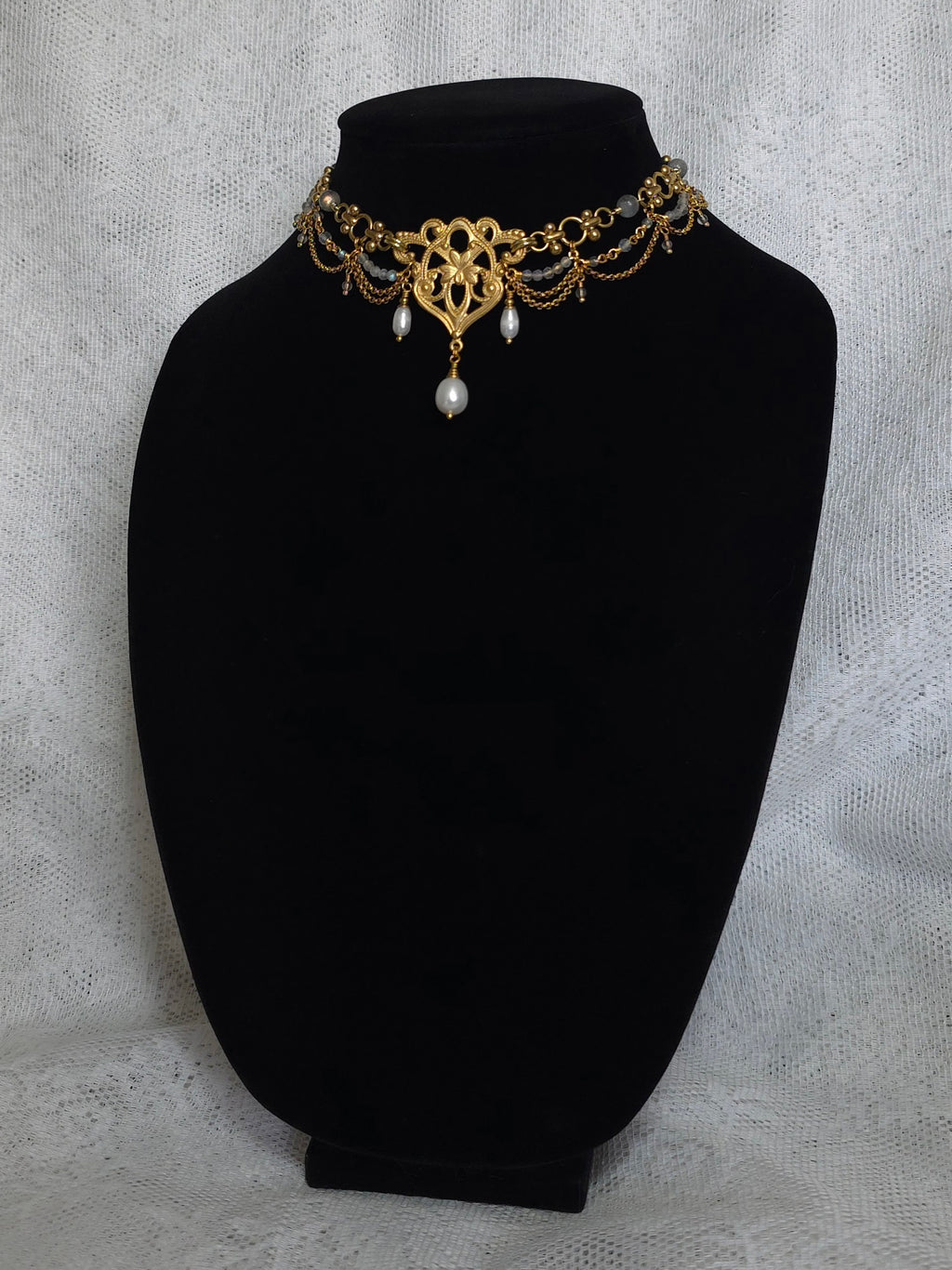 SUNLESS DAYS | Labradorite & Gold Renaissance Inspired Brass Choker