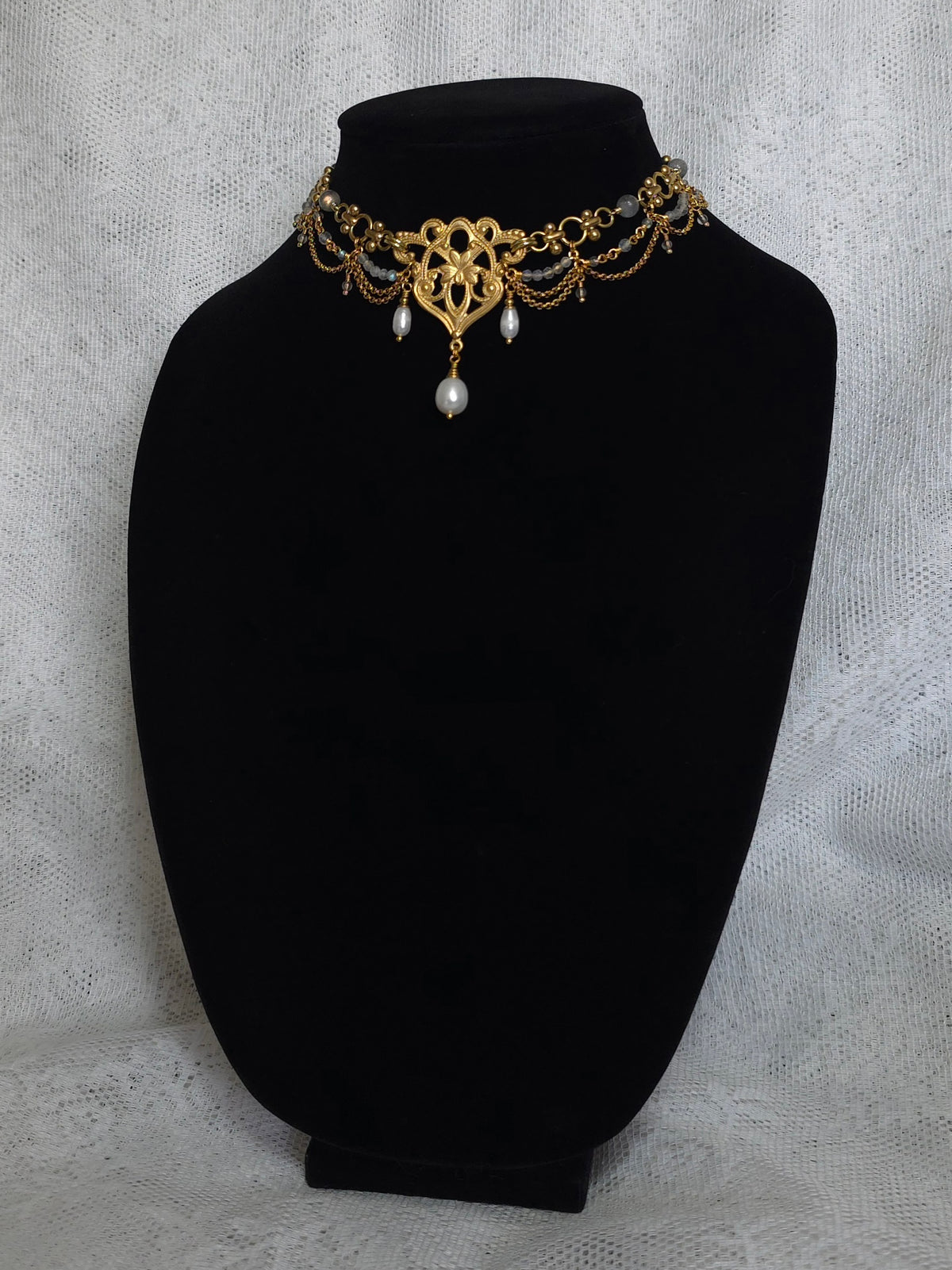 SUNLESS DAYS | Labradorite & Gold Renaissance Inspired Brass Choker