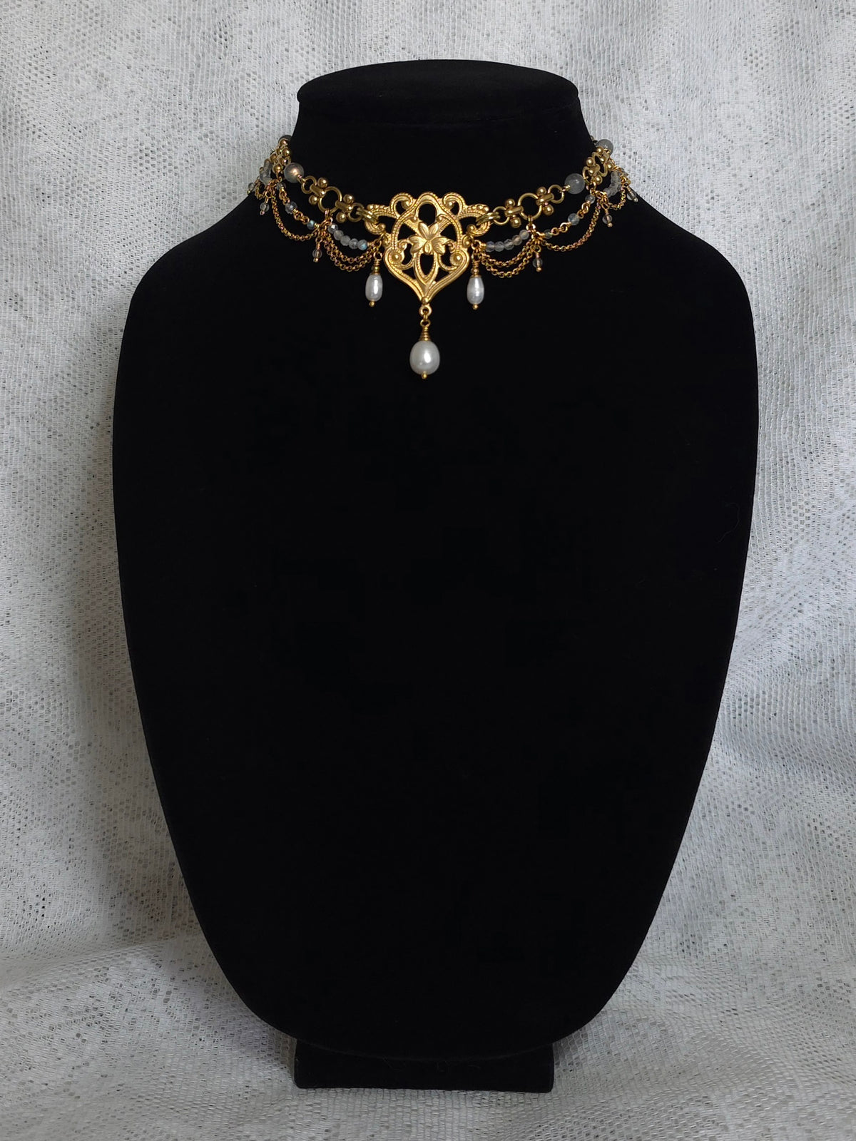 SUNLESS DAYS | Labradorite & Gold Renaissance Inspired Brass Choker
