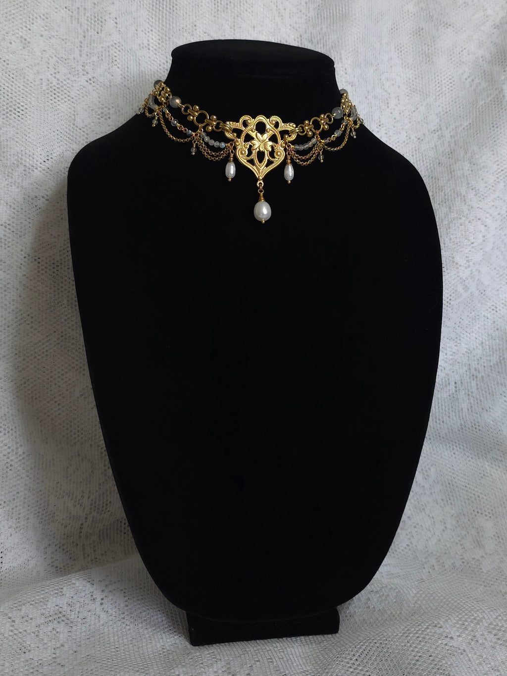 SUNLESS DAYS | Labradorite & Gold Renaissance Inspired Brass Choker