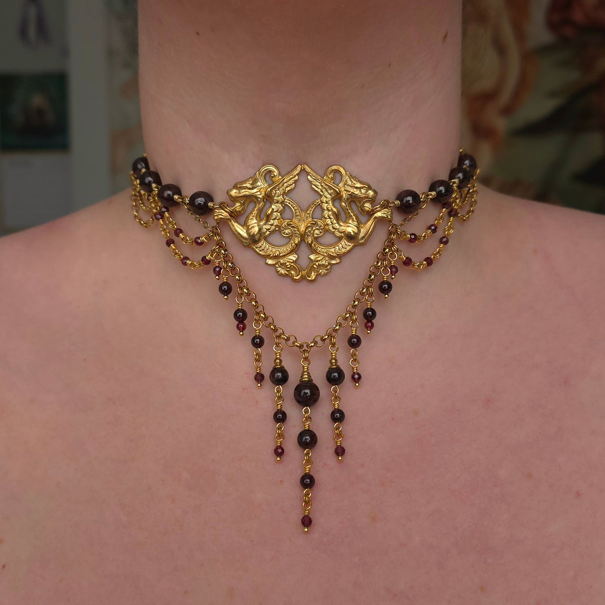 NIGHTBEAST | Garnet & Gold All Hallows' Eve Inspired Brass Choker