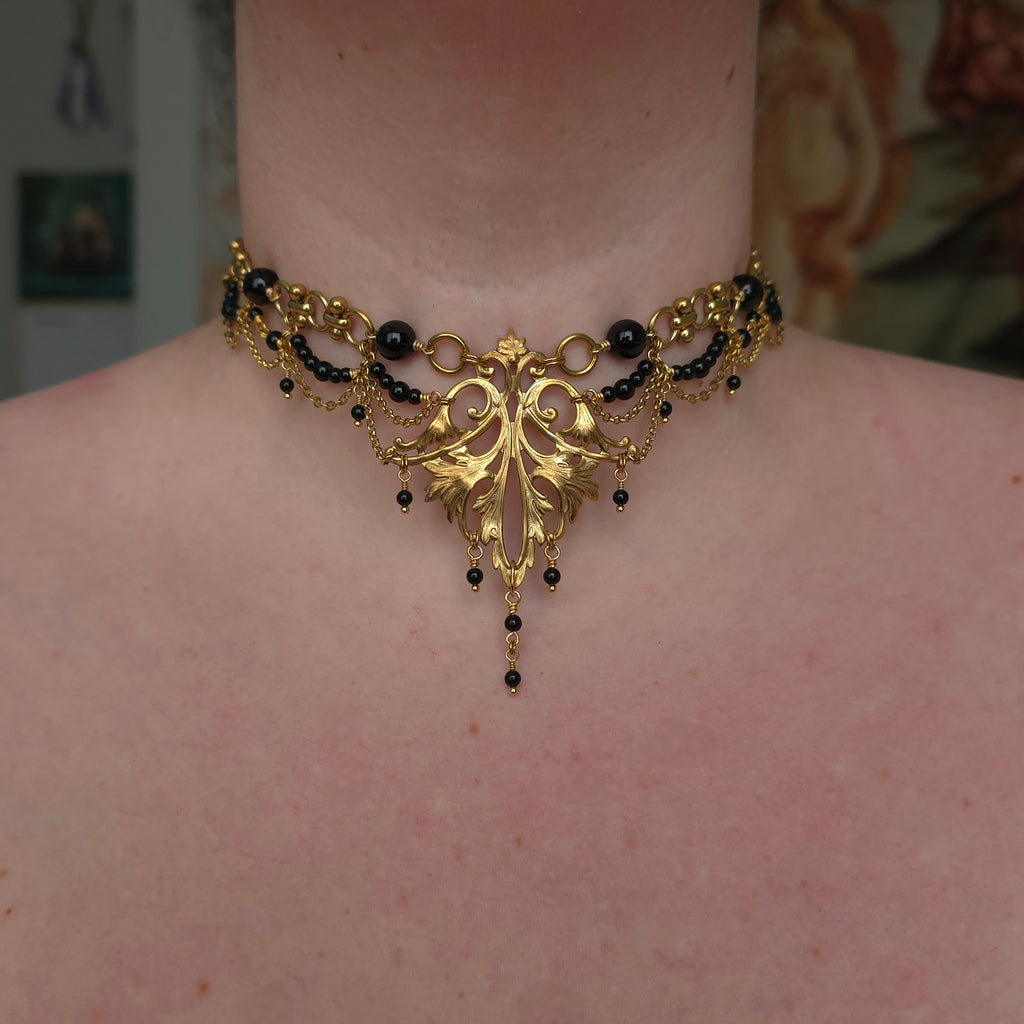 THE DREAD | Onyx & Gold All Hallows' Eve Inspired Brass Choker