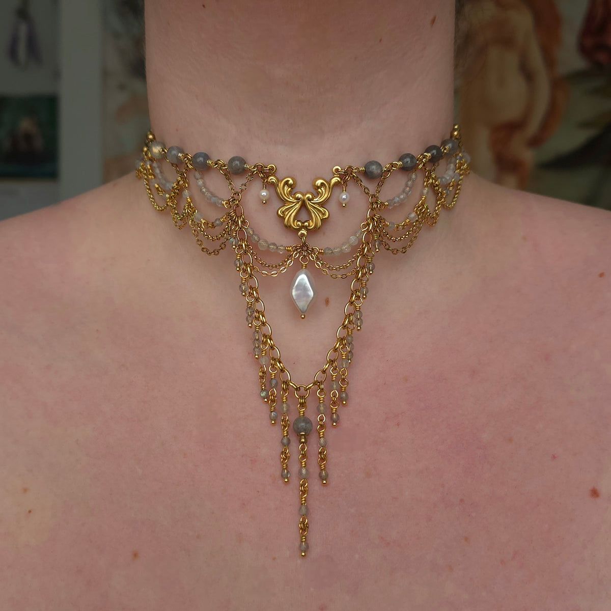 ALL HALLOWS' EVE | Labradorite & Gold All Hallows' Eve Inspired Brass Choker