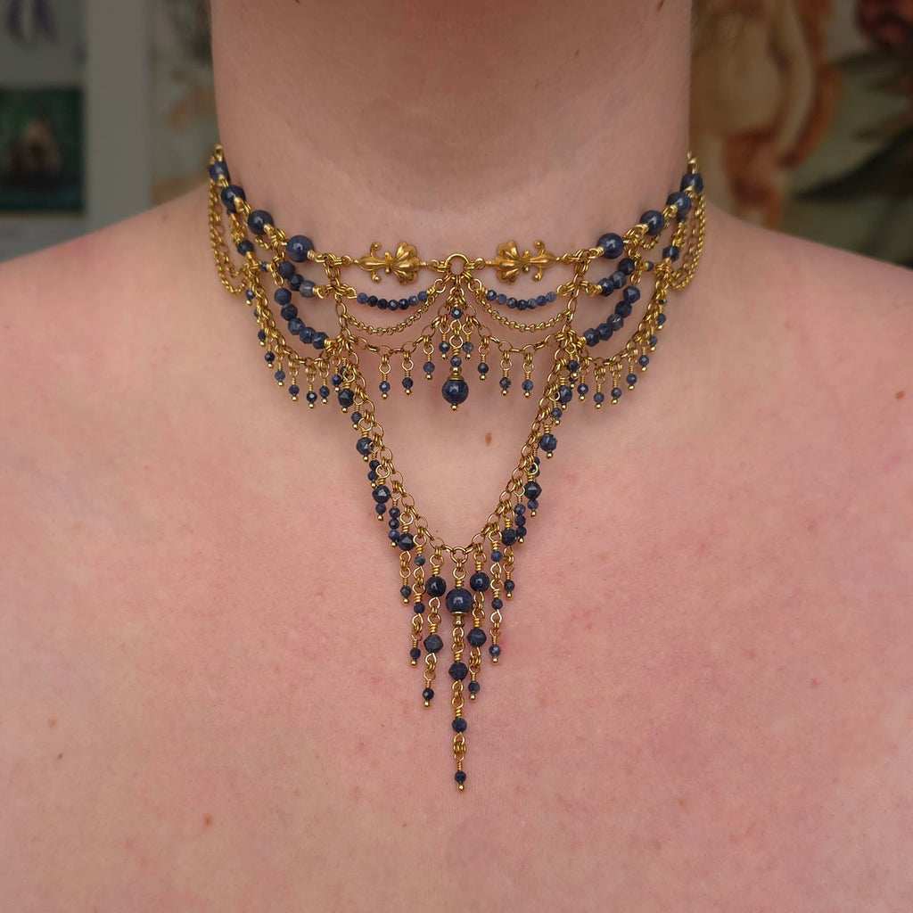 WITCHING HOUR | Sapphire & Gold All Hallows' Eve Inspired Brass Choker