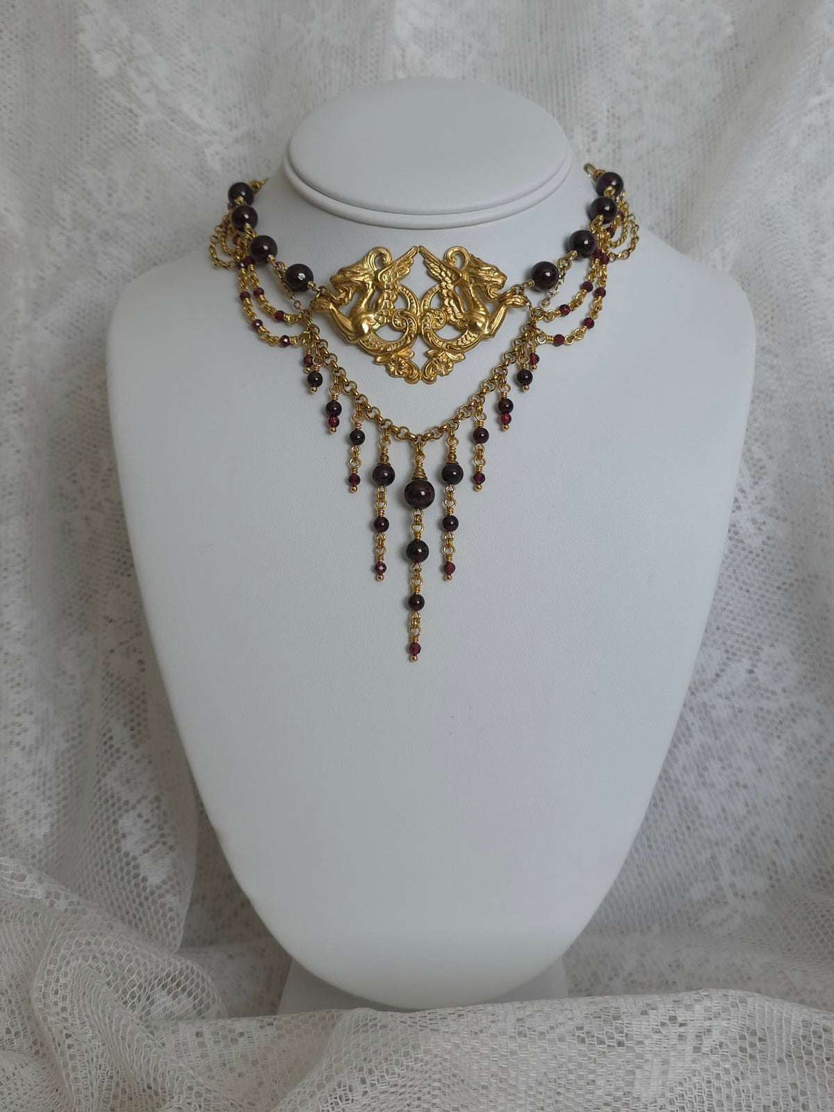 NIGHTBEAST | Garnet & Gold All Hallows' Eve Inspired Brass Choker