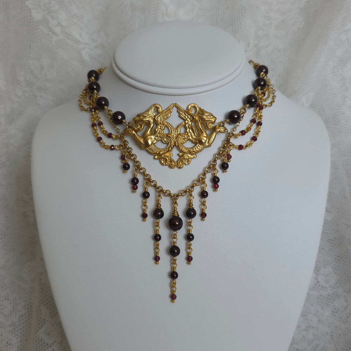 NIGHTBEAST | Garnet & Gold All Hallows' Eve Inspired Brass Choker