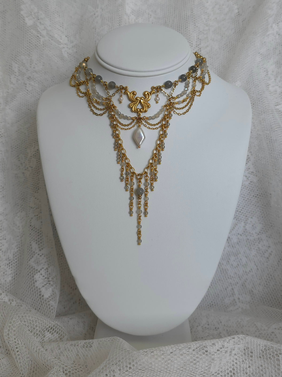 ALL HALLOWS' EVE | Labradorite & Gold All Hallows' Eve Inspired Brass Choker