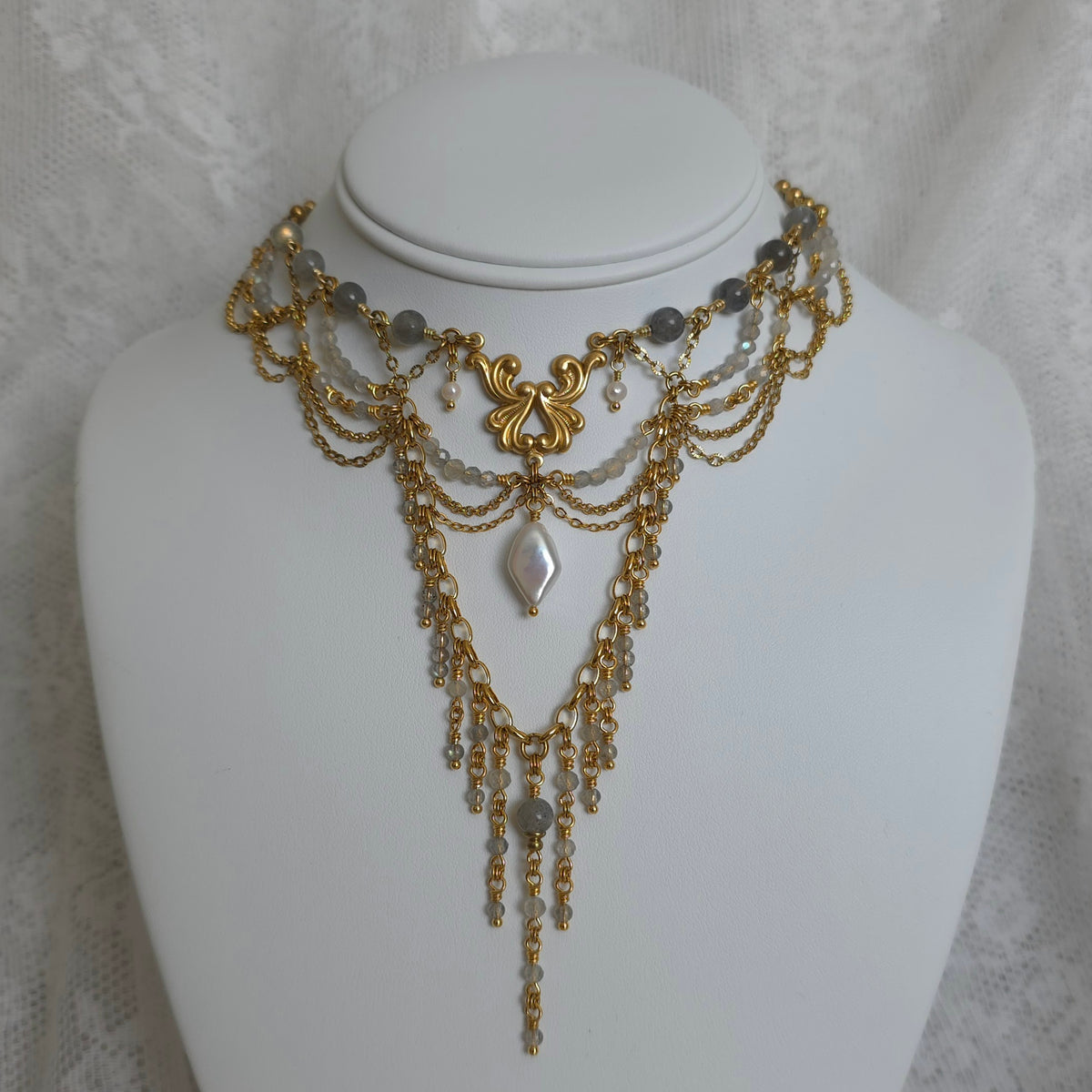 ALL HALLOWS' EVE | Labradorite & Gold All Hallows' Eve Inspired Brass Choker