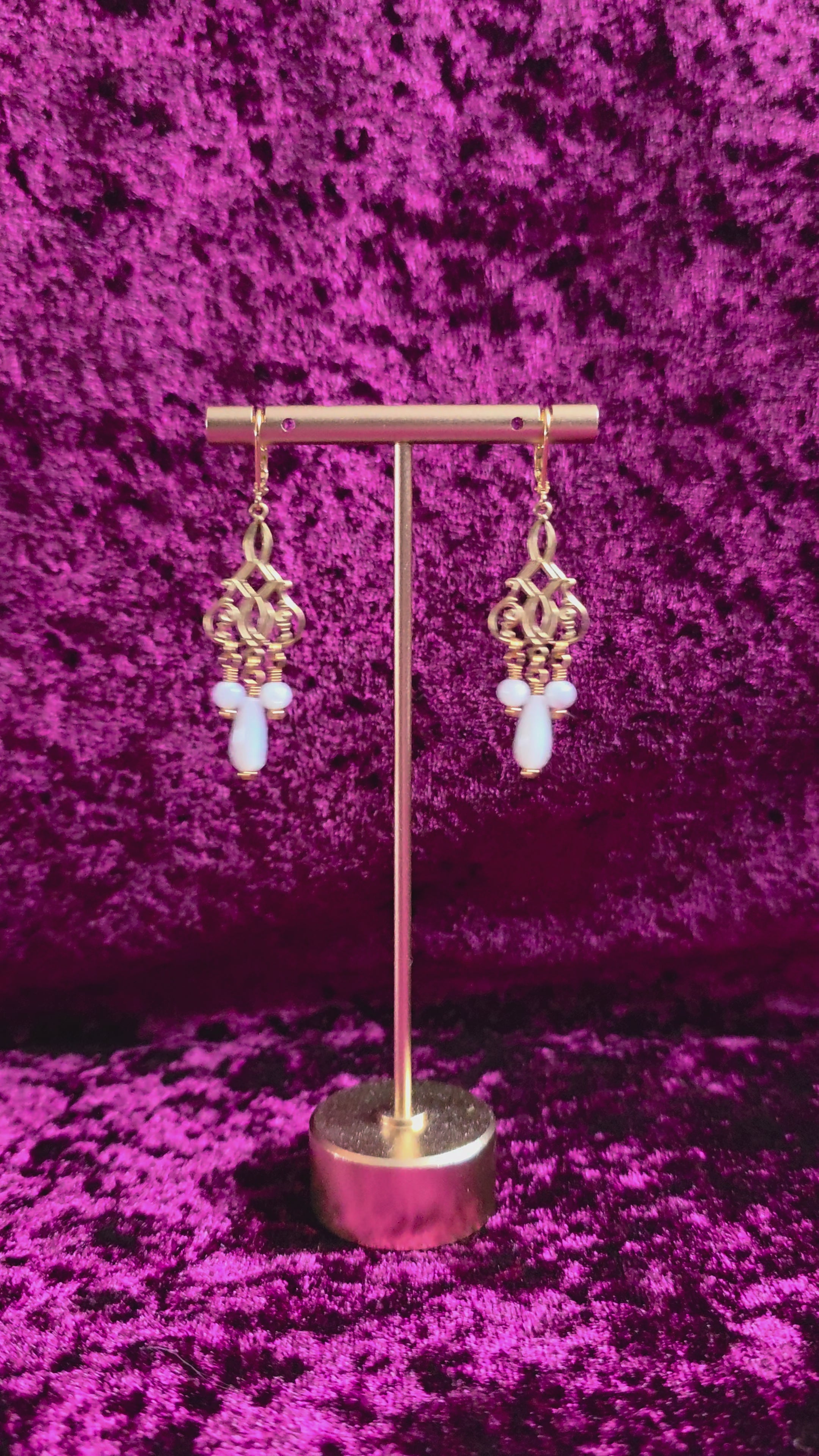 PROPHECY | Gold & Mother of Pearl Renaissance Inspired Earrings with Stainless Steel Lever Back
