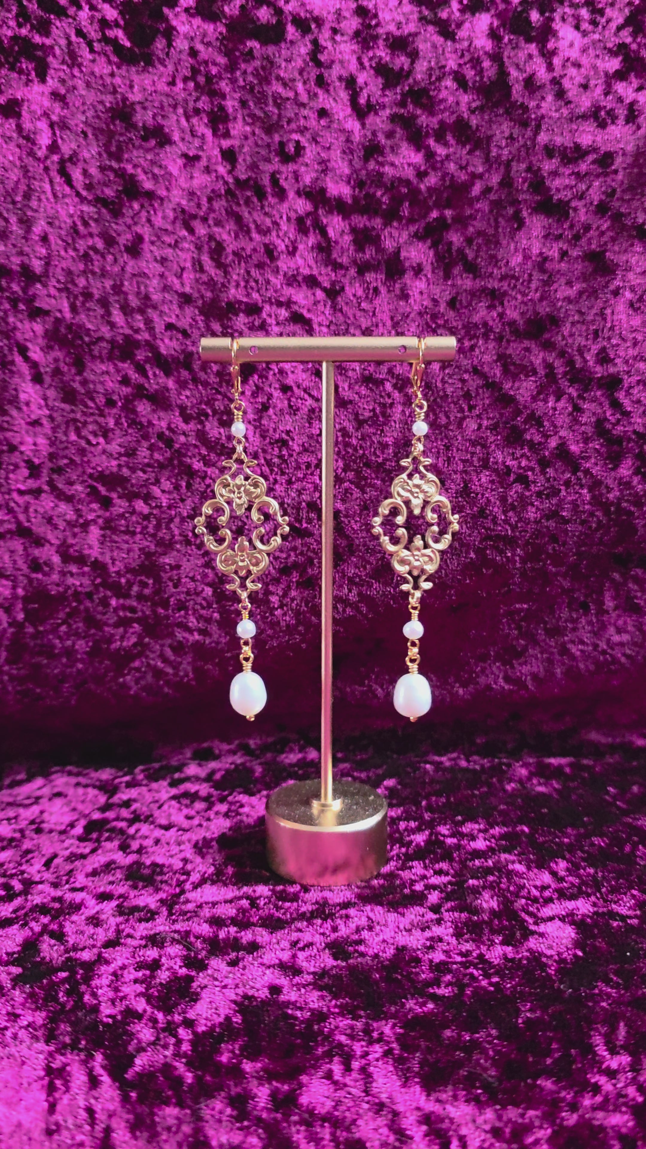 BOUND | Gold & Freshwater Pearl Renaissance Inspired Earrings with Stainless Steel Lever Back