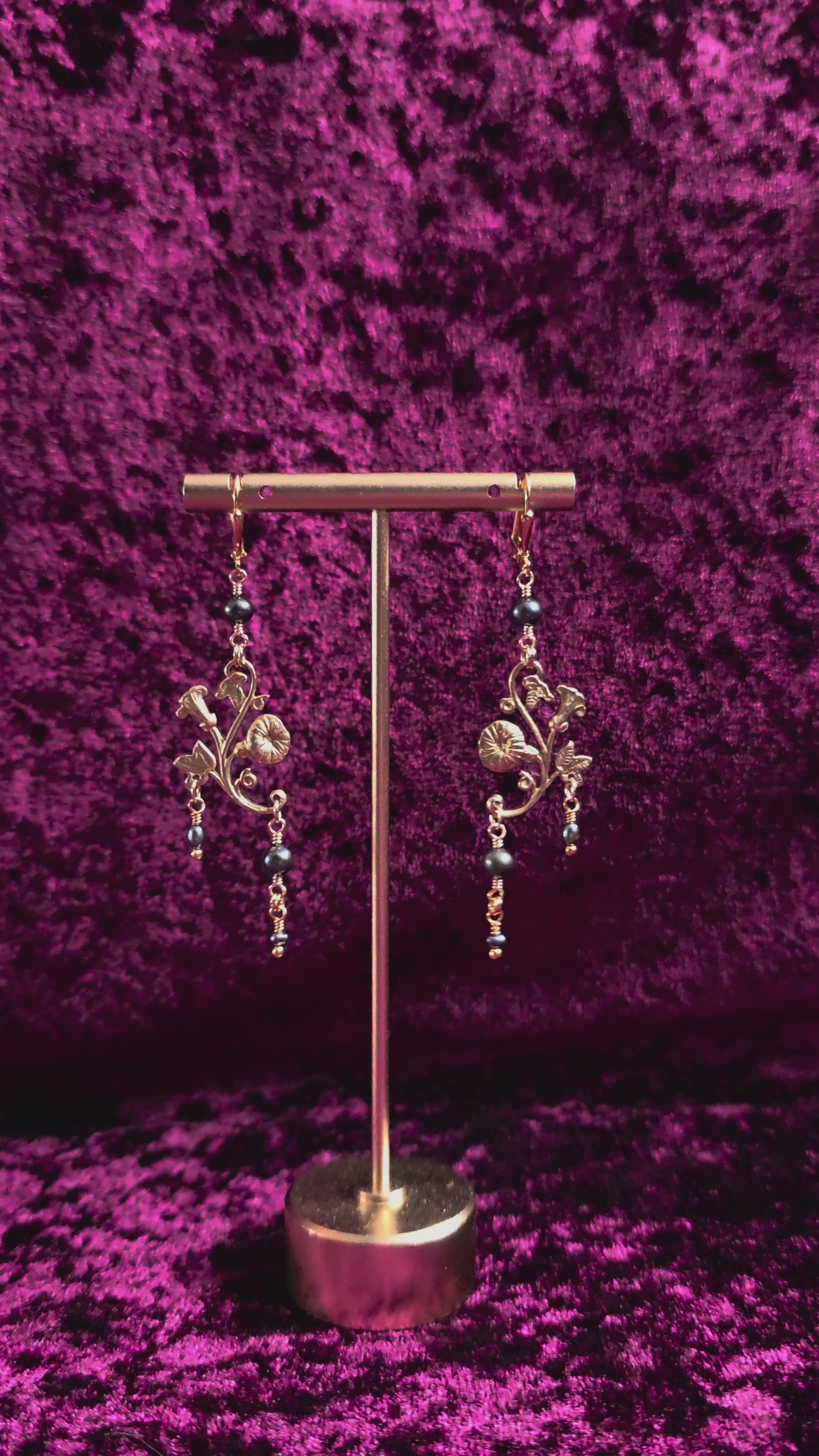 CUSP | Gold & Black Pearl Renaissance Inspired Earrings with Stainless Steel Lever Back