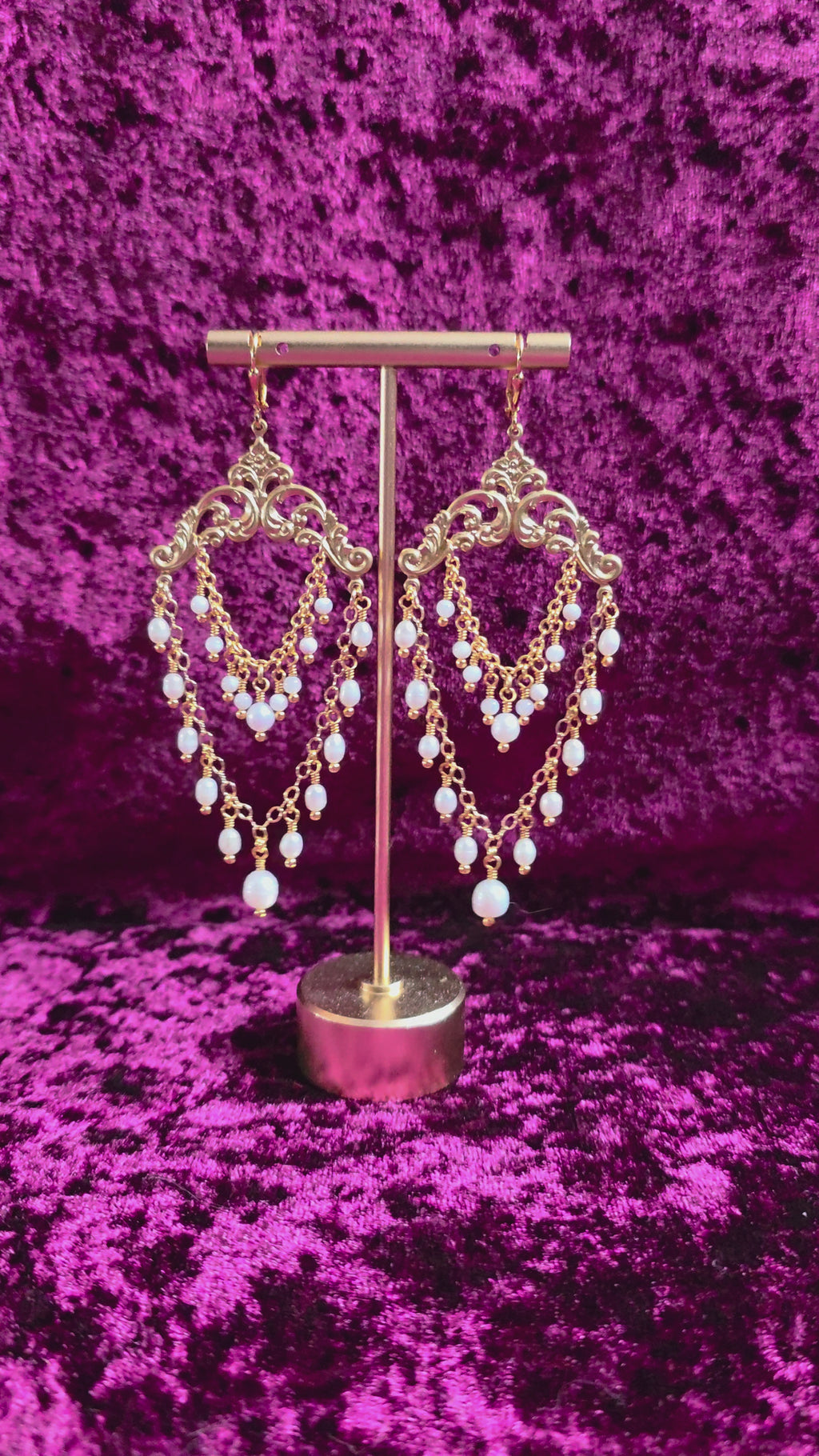 REMEMBRANCE | Gold & Pearl Renaissance Inspired Earrings with Stainless Steel Lever Back