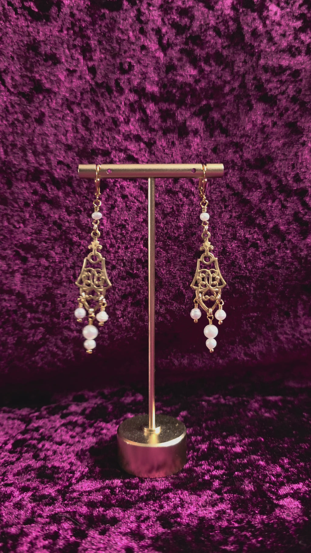 TIDE | Gold & Pearl Renaissance Inspired Earrings with Stainless Steel Lever Back