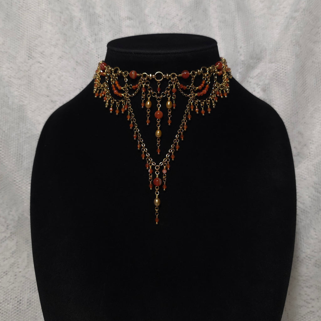OMPHALE | Gold & Carnelian Louvre Inspired Statement Choker