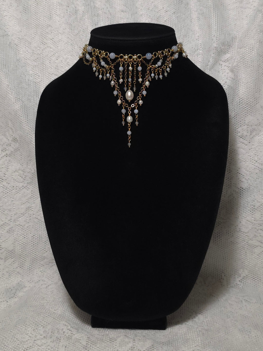 ADORATION | Gold & Blue Lace Agate Louvre Inspired Statement Choker