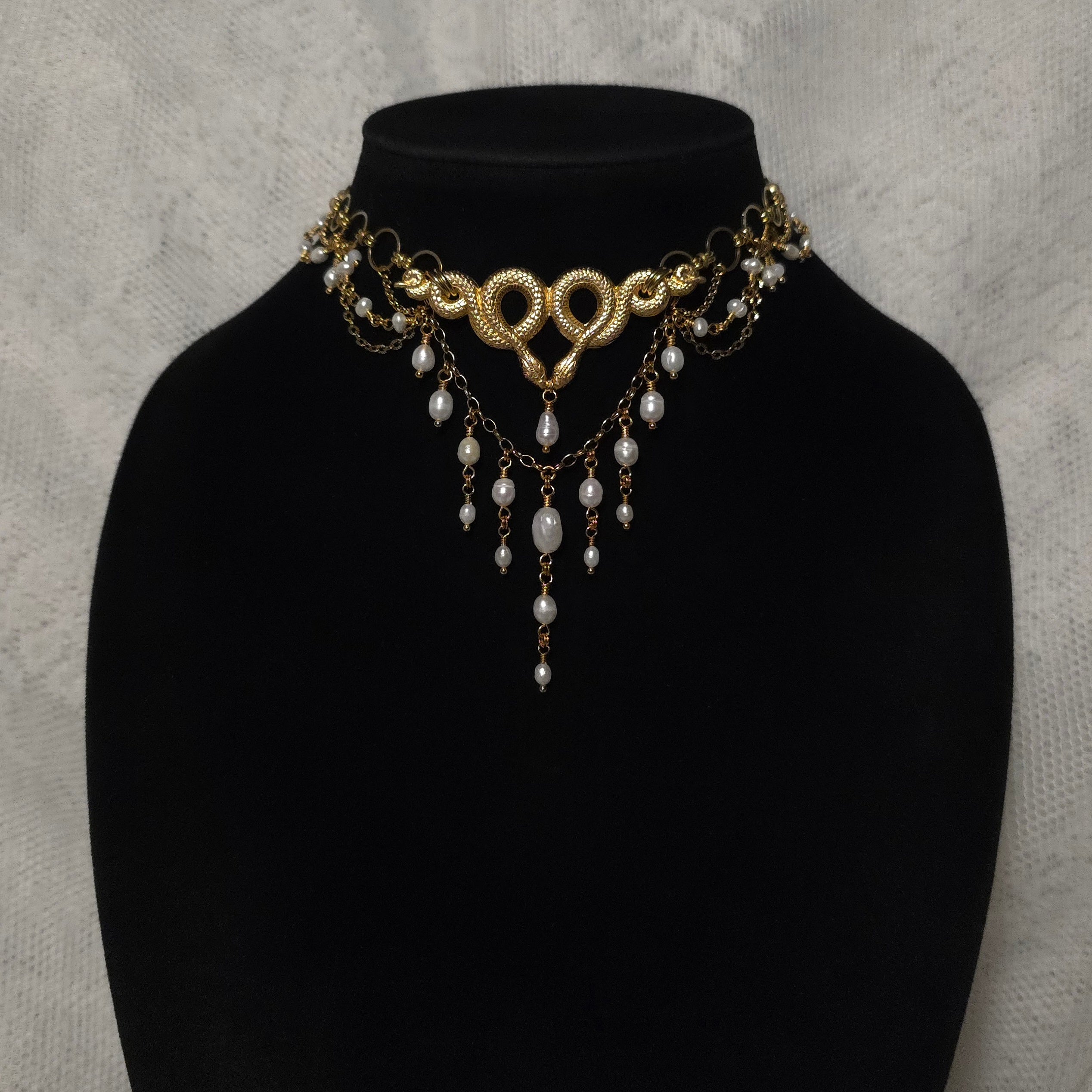 INTERTWINED | Gold & Pearl Renaissance Inspired Statement Choker