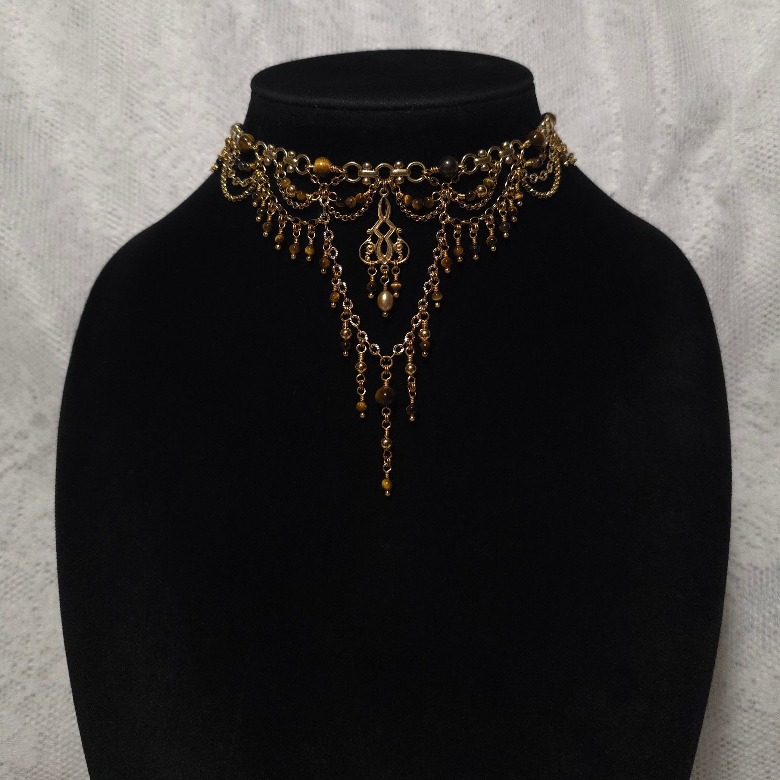 SACRIFICE | Gold & Tiger's Eye Louvre Inspired Statement Choker