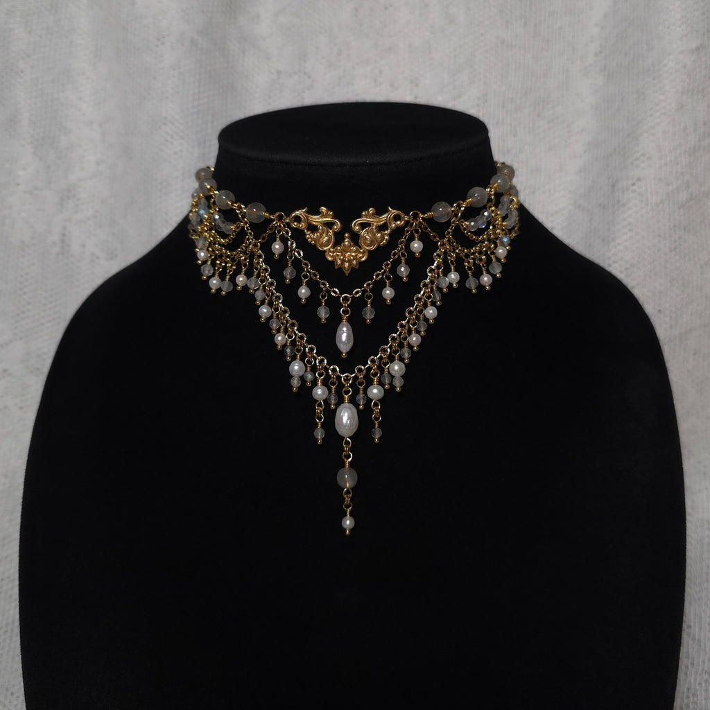 LAMENTATION | Gold, Labradorite & Pearl Renaissance Inspired Choker