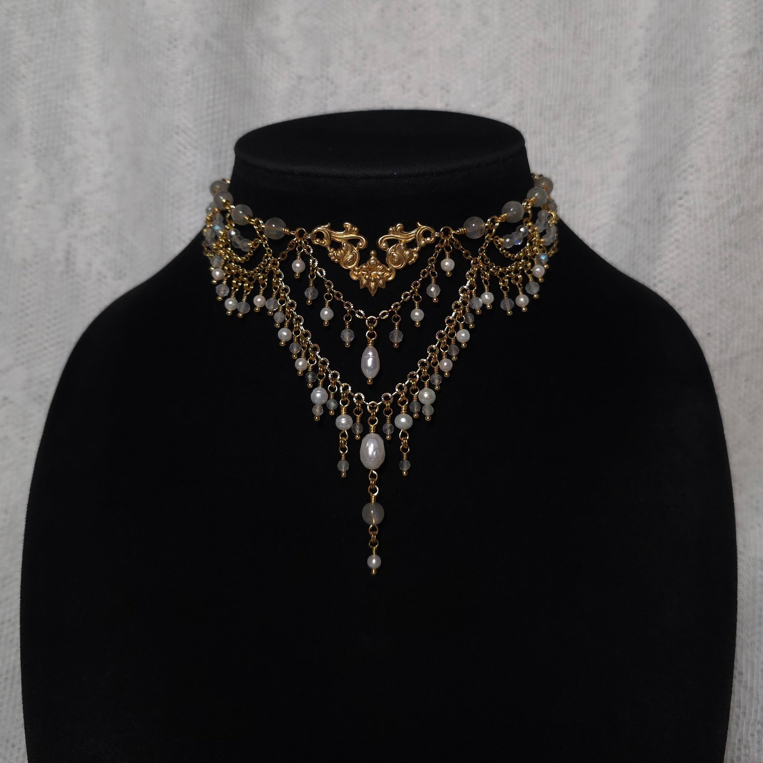 LAMENTATION | Gold, Labradorite & Pearl Renaissance Inspired Choker