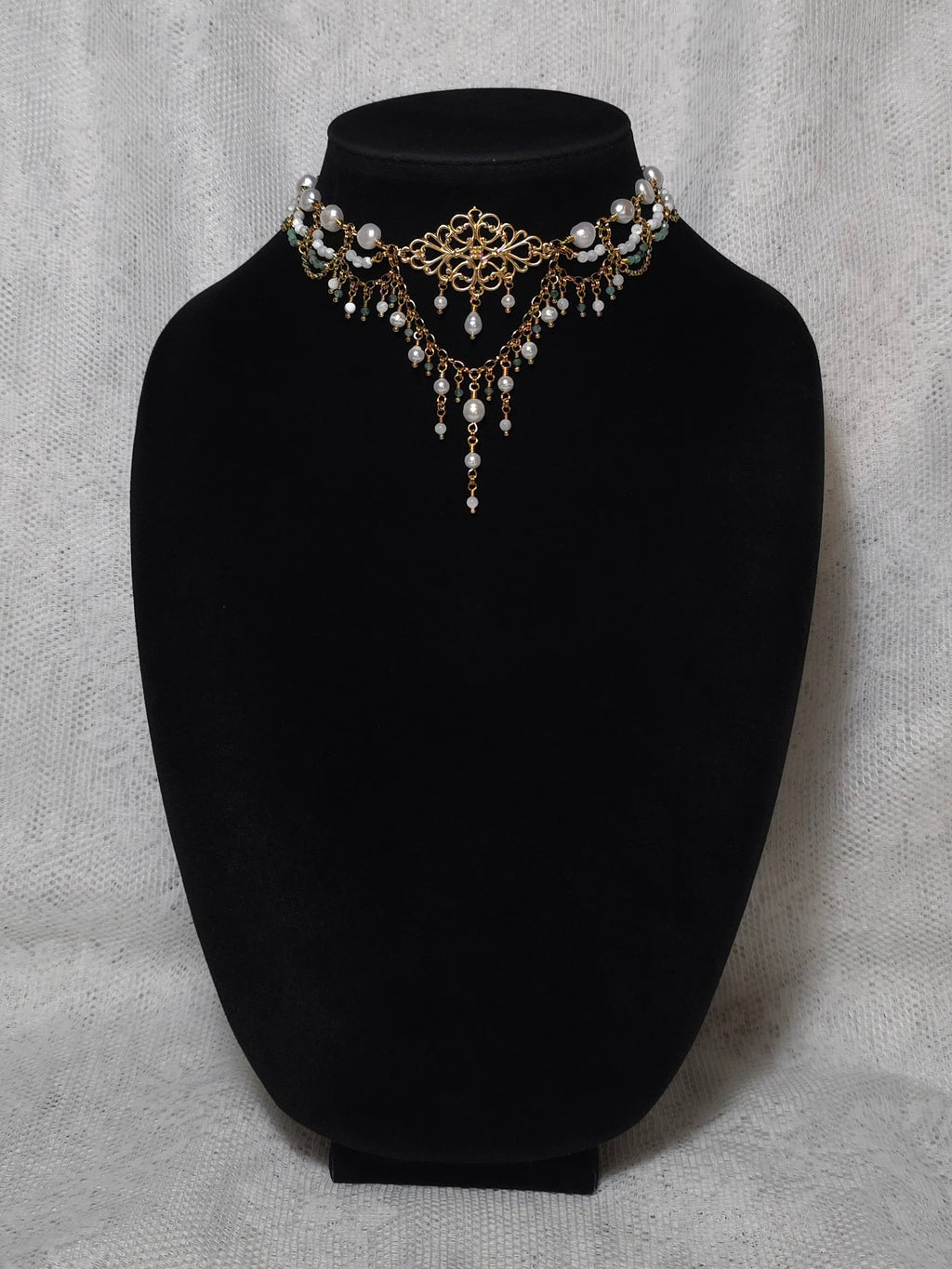 GROVE | Gold, Pearl & Emerald Renaissance Inspired Choker