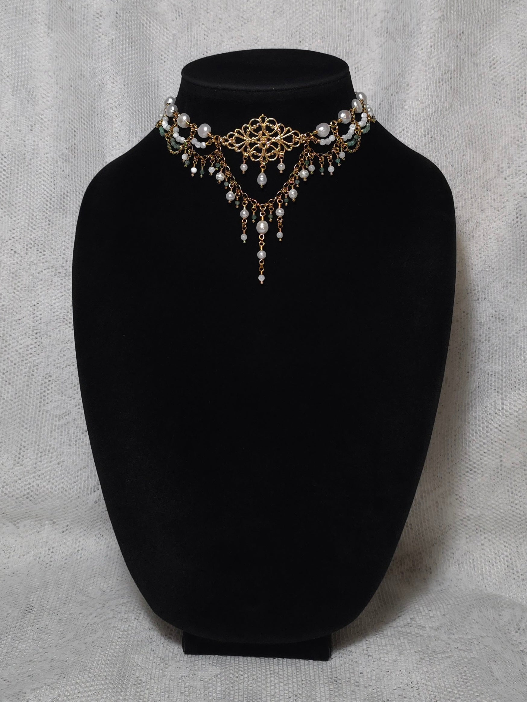 GROVE | Gold, Pearl & Emerald Renaissance Inspired Choker