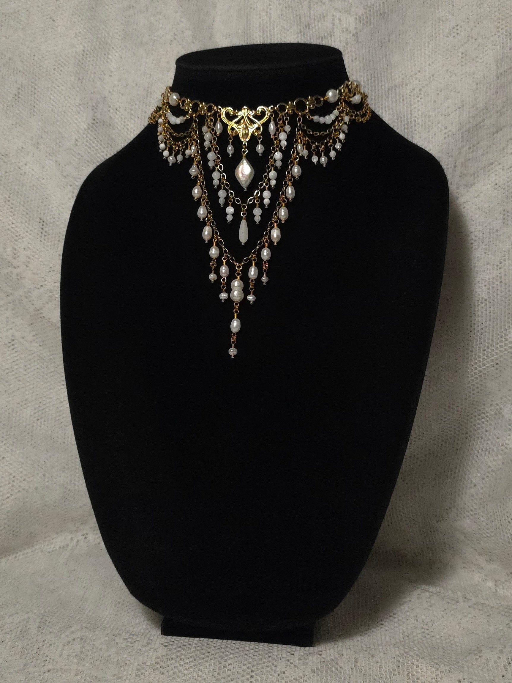 REVIVAL | Gold & Pearl Renaissance Inspired Statement Choker