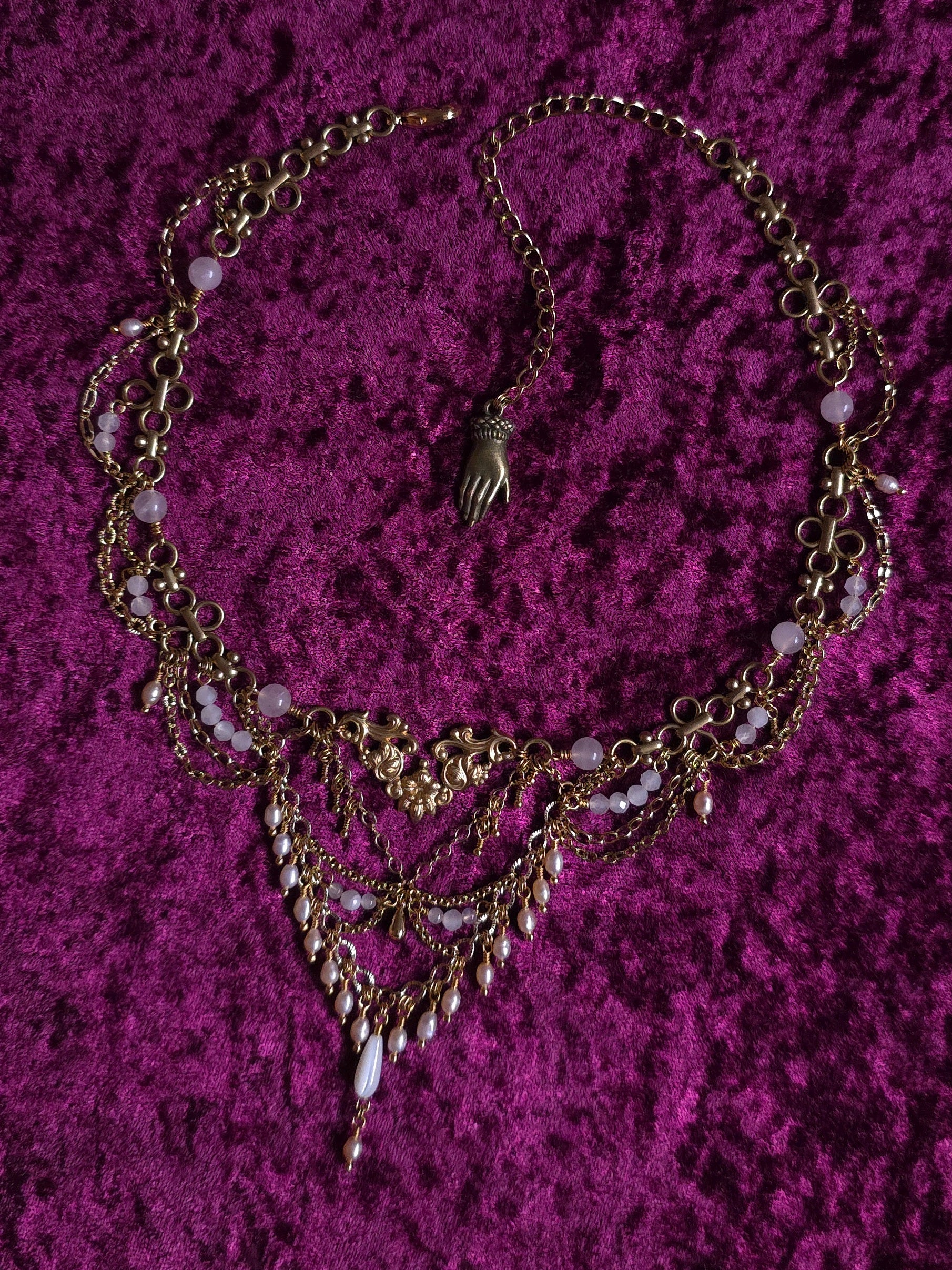 DAWN | Gold & Rose Quartz Louvre Inspired Statement Choker