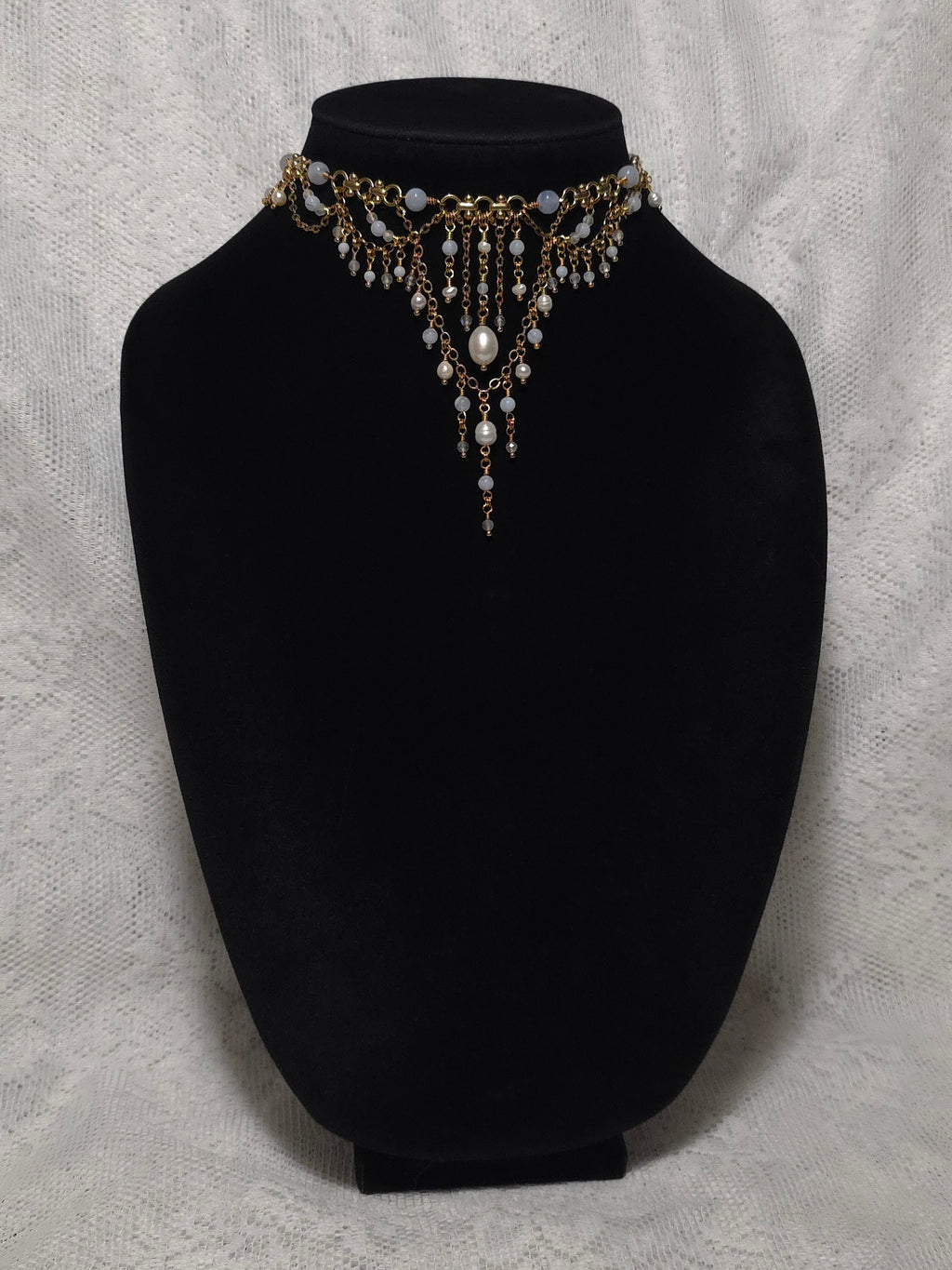 ADORATION | Gold & Blue Lace Agate Louvre Inspired Statement Choker