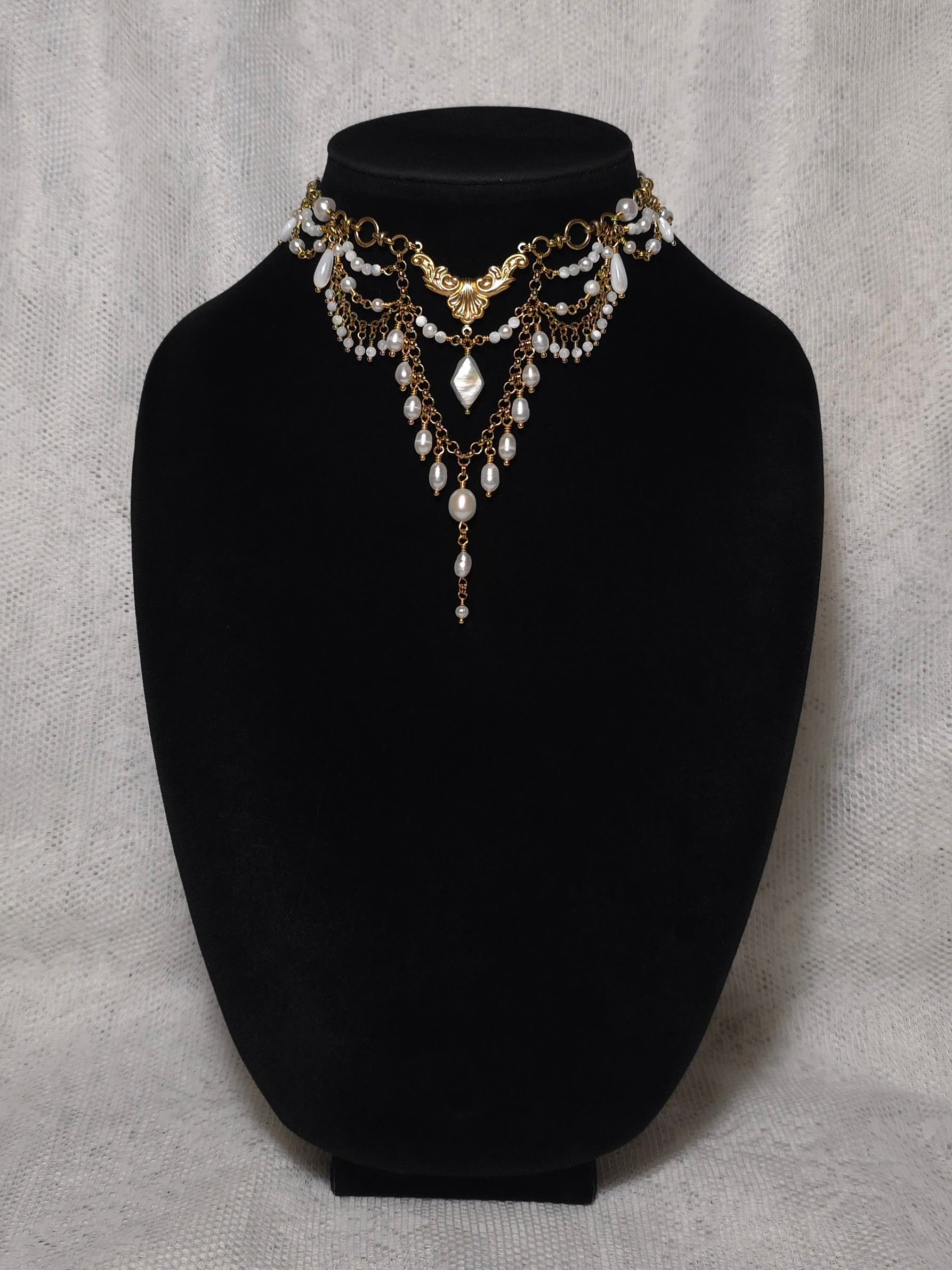 ENLIGHTENMENT | Gold & Pearl Renaissance Inspired Choker