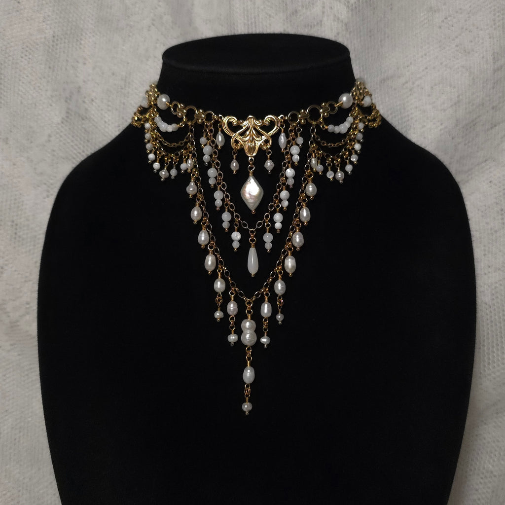 REVIVAL | Gold & Pearl Renaissance Inspired Statement Choker