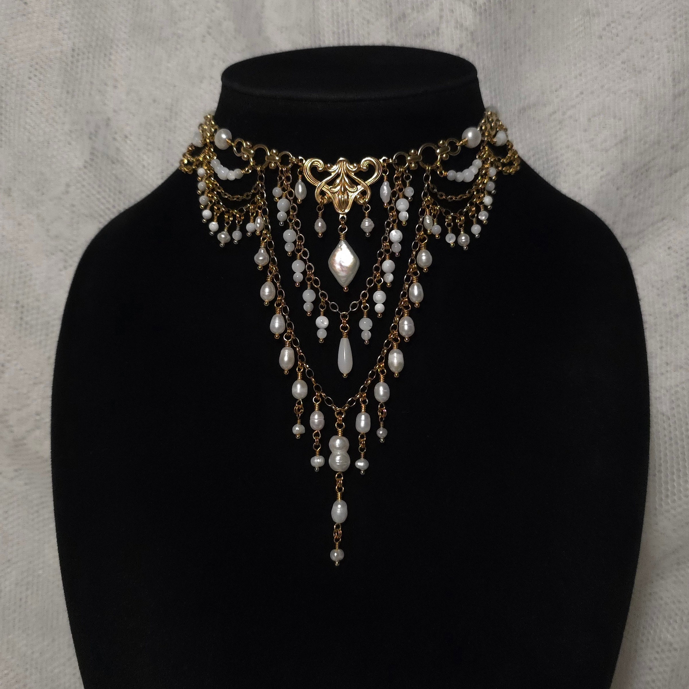 REVIVAL | Gold & Pearl Renaissance Inspired Statement Choker