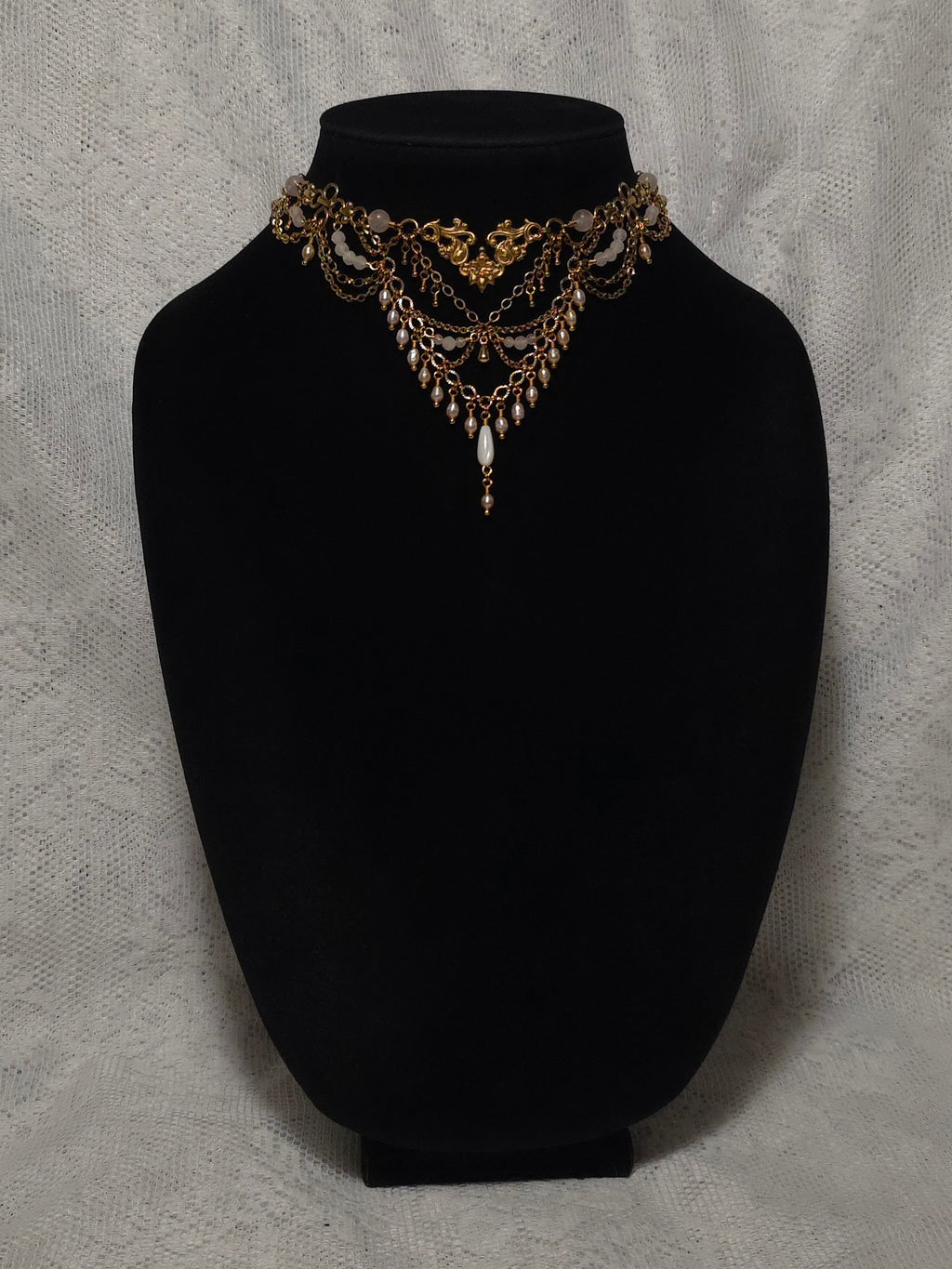 DAWN | Gold & Rose Quartz Louvre Inspired Statement Choker