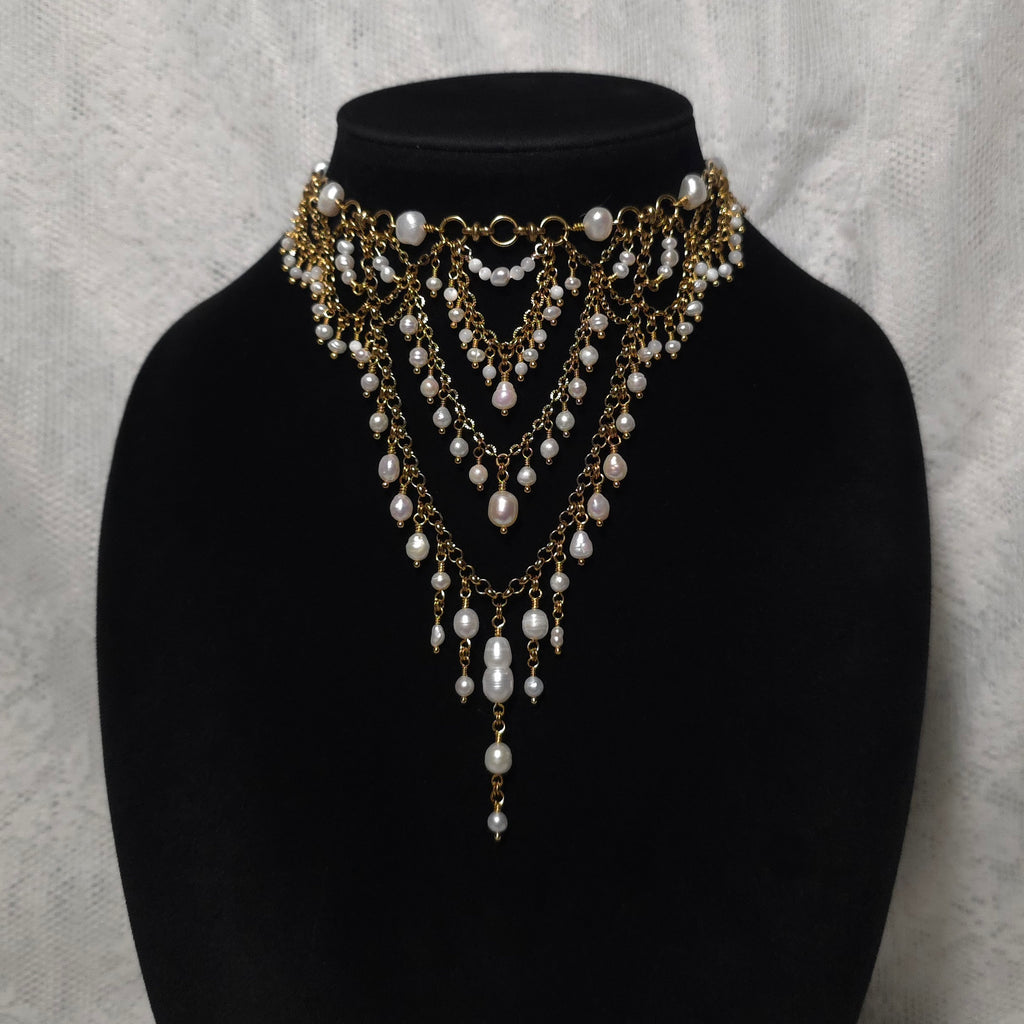 DIANA & ACTAEON | Gold & Pearl Louvre Inspired Statement Choker