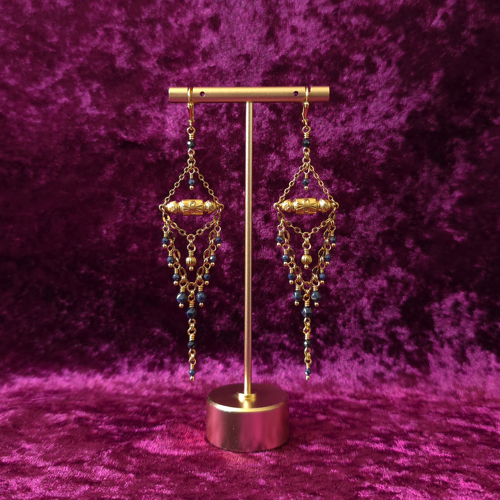 ENCROACHING NIGHT | Sapphire Renaissance Inspired Earrings