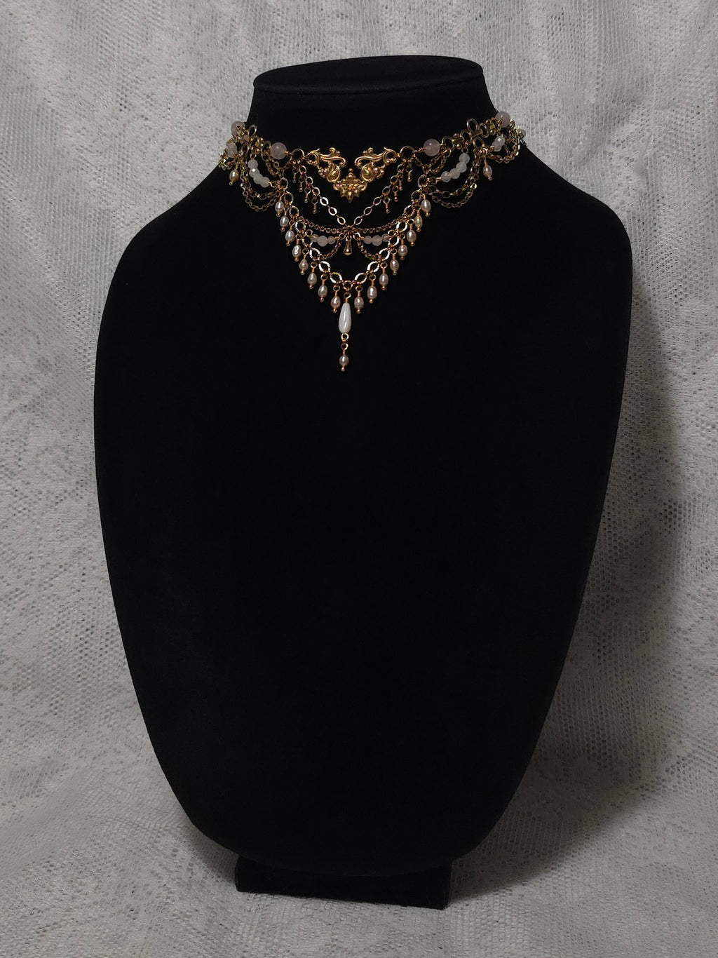 DAWN | Gold & Rose Quartz Louvre Inspired Statement Choker