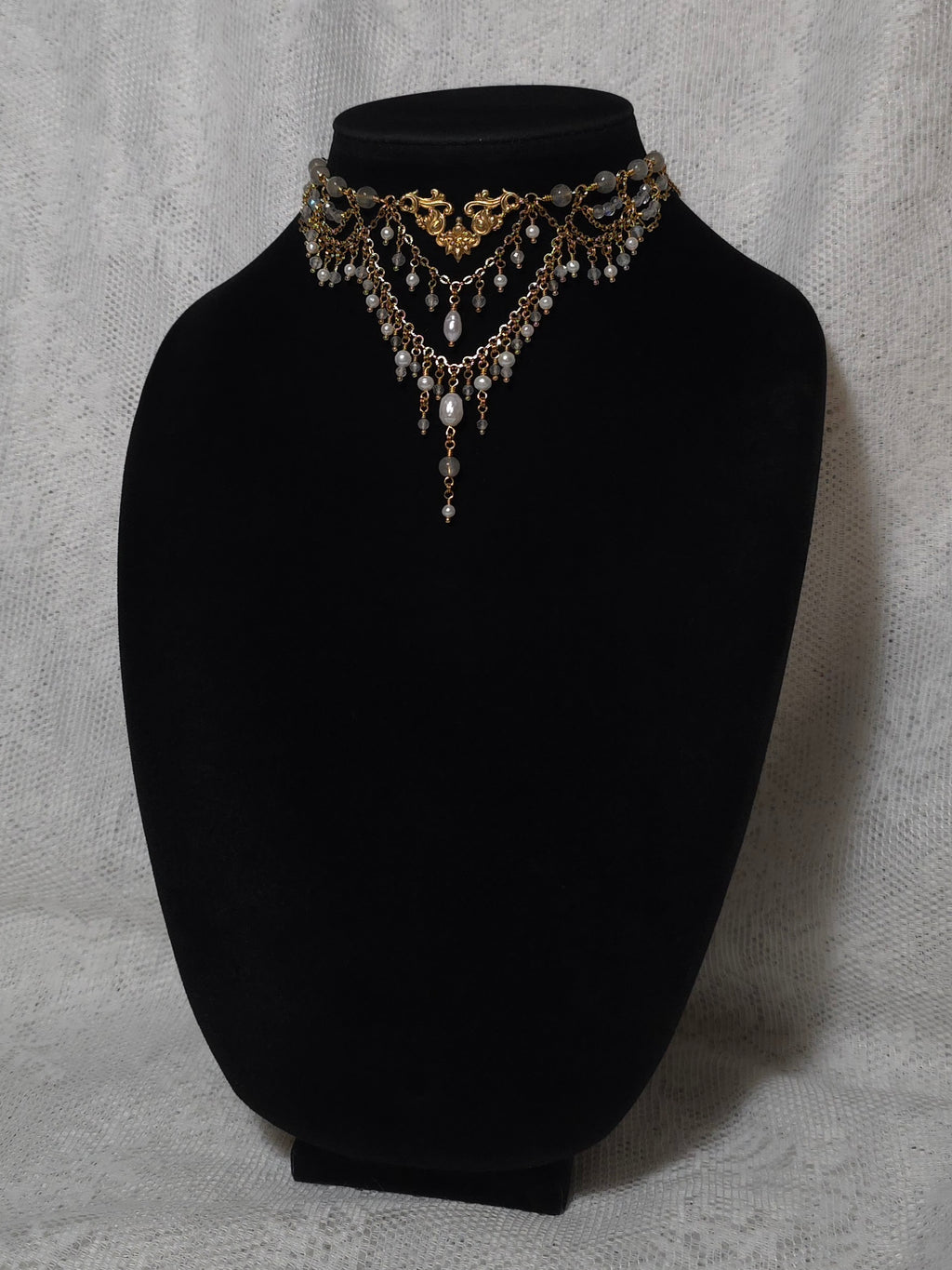 LAMENTATION | Gold, Labradorite & Pearl Renaissance Inspired Choker