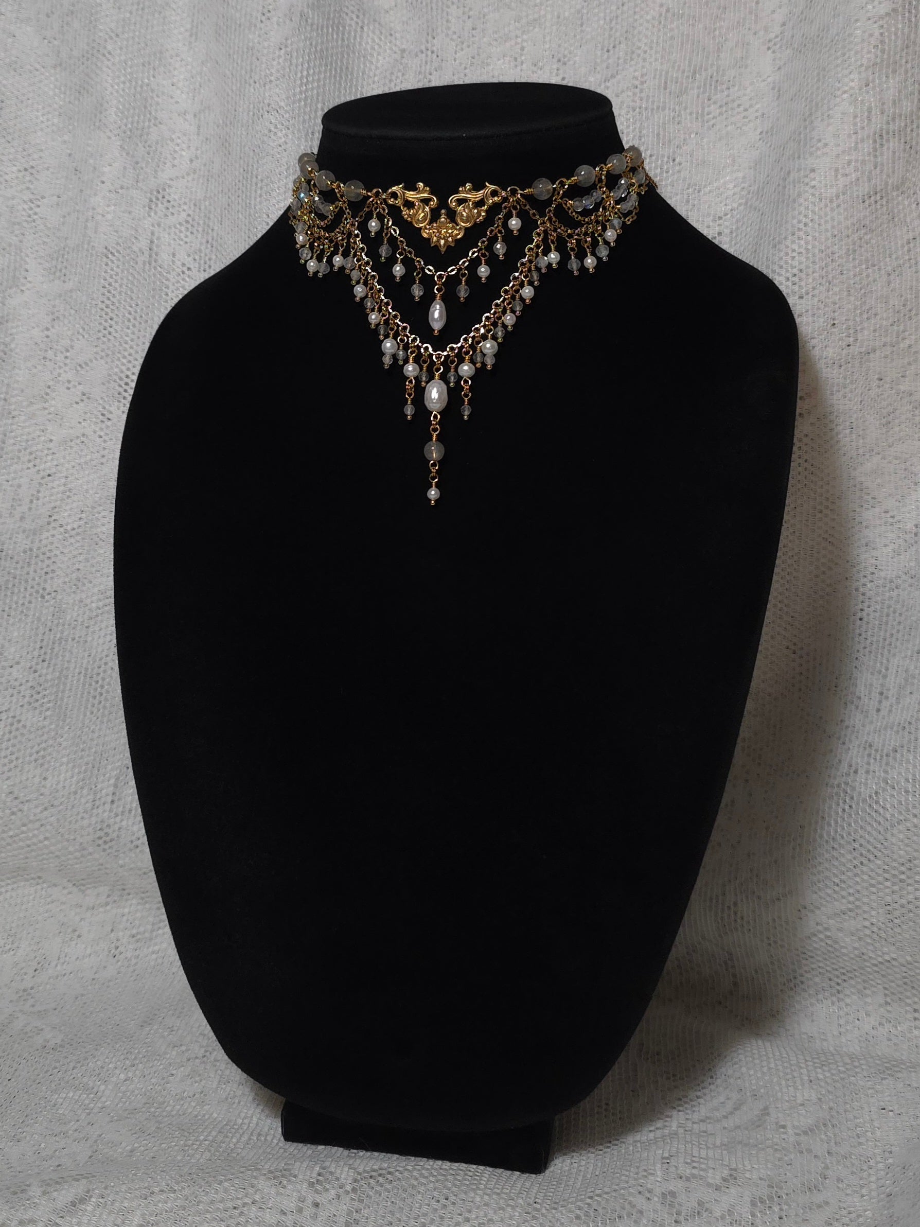LAMENTATION | Gold, Labradorite & Pearl Renaissance Inspired Choker