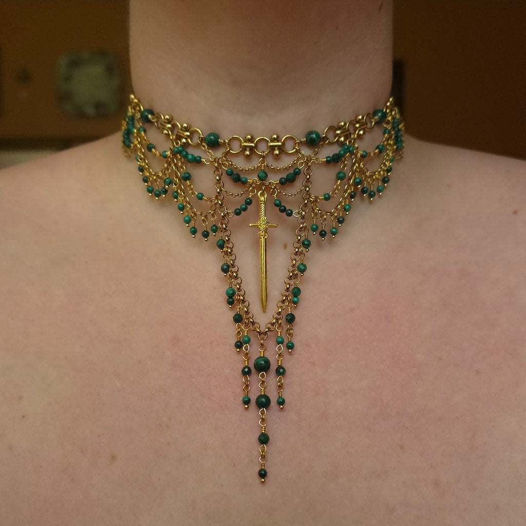 HIGHTOWER | Gold & Malachite Statement Choker