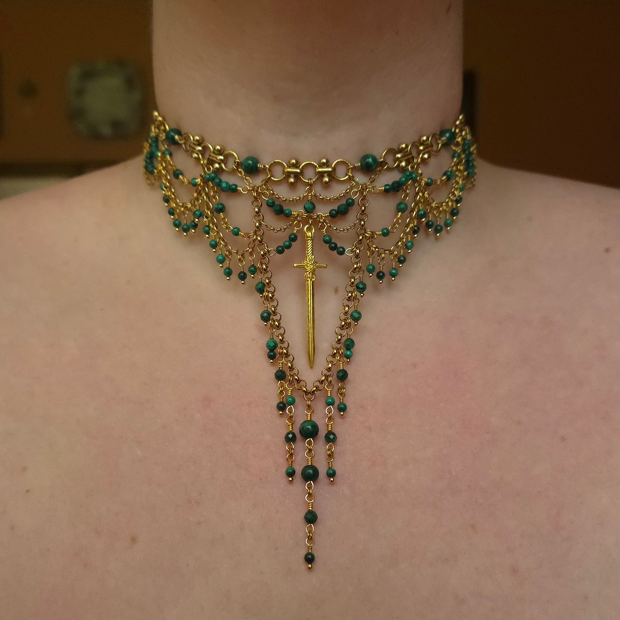 HIGHTOWER | Gold & Malachite Statement Choker
