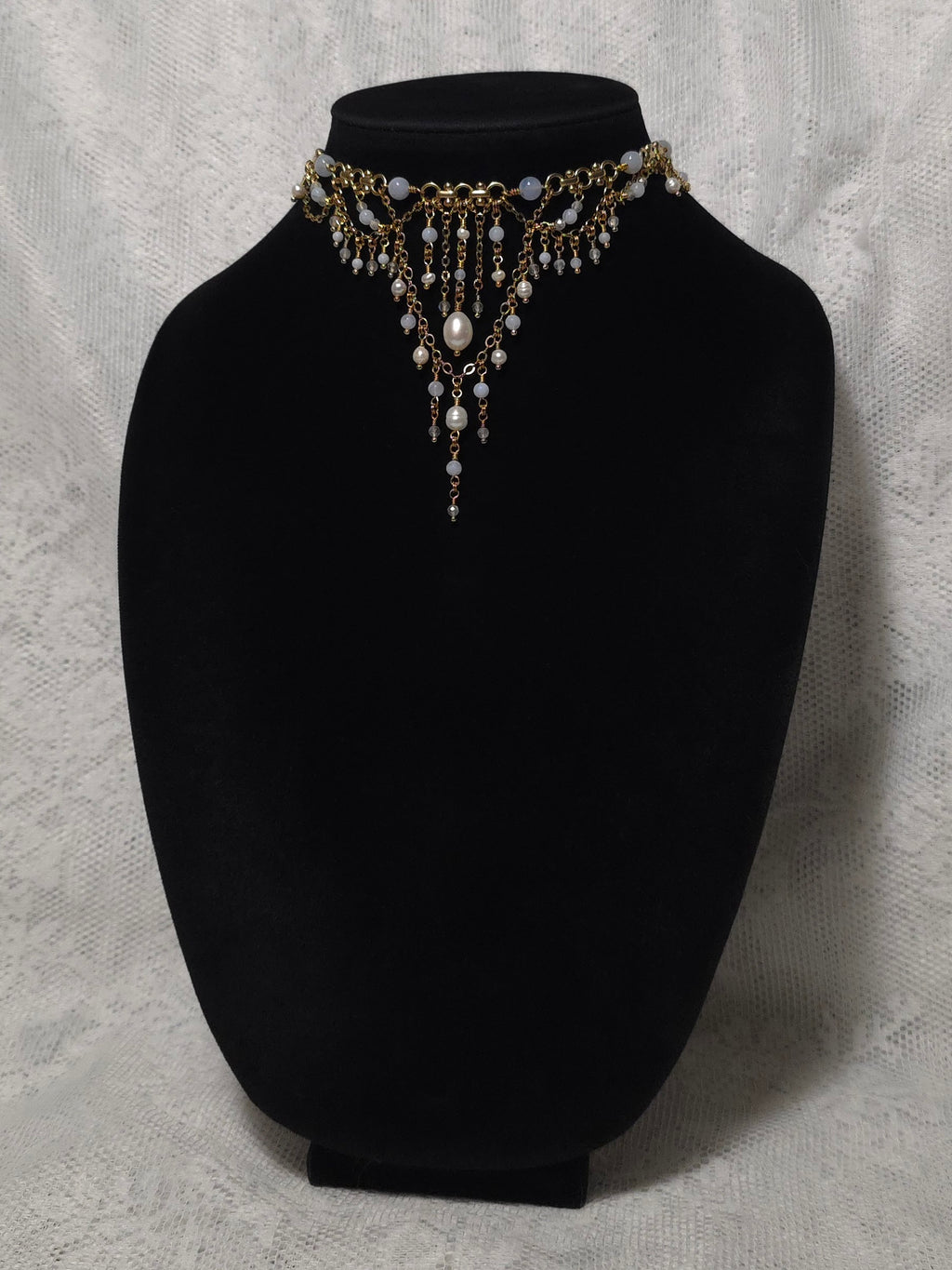 ADORATION | Gold & Blue Lace Agate Louvre Inspired Statement Choker