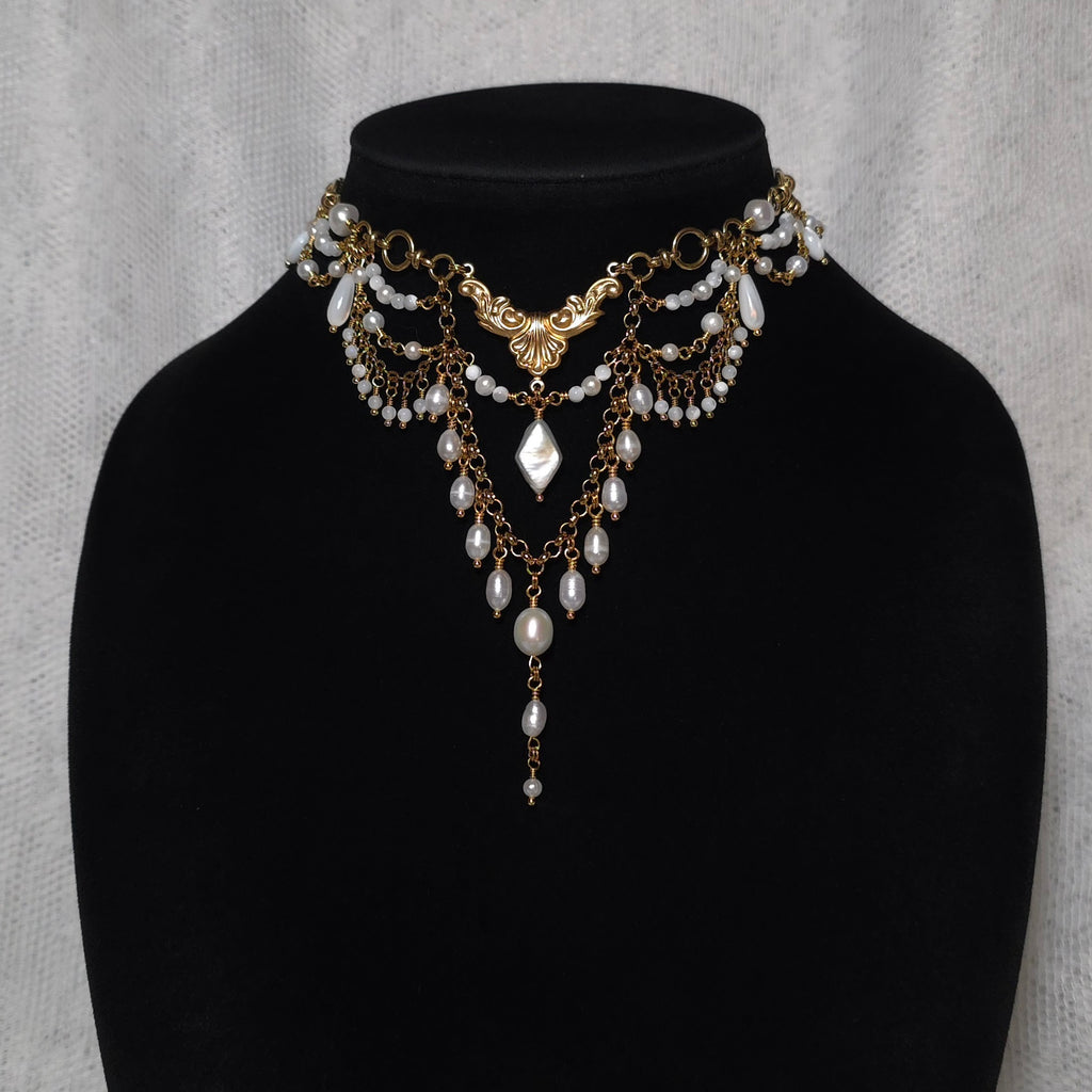 ENLIGHTENMENT | Gold & Pearl Renaissance Inspired Choker