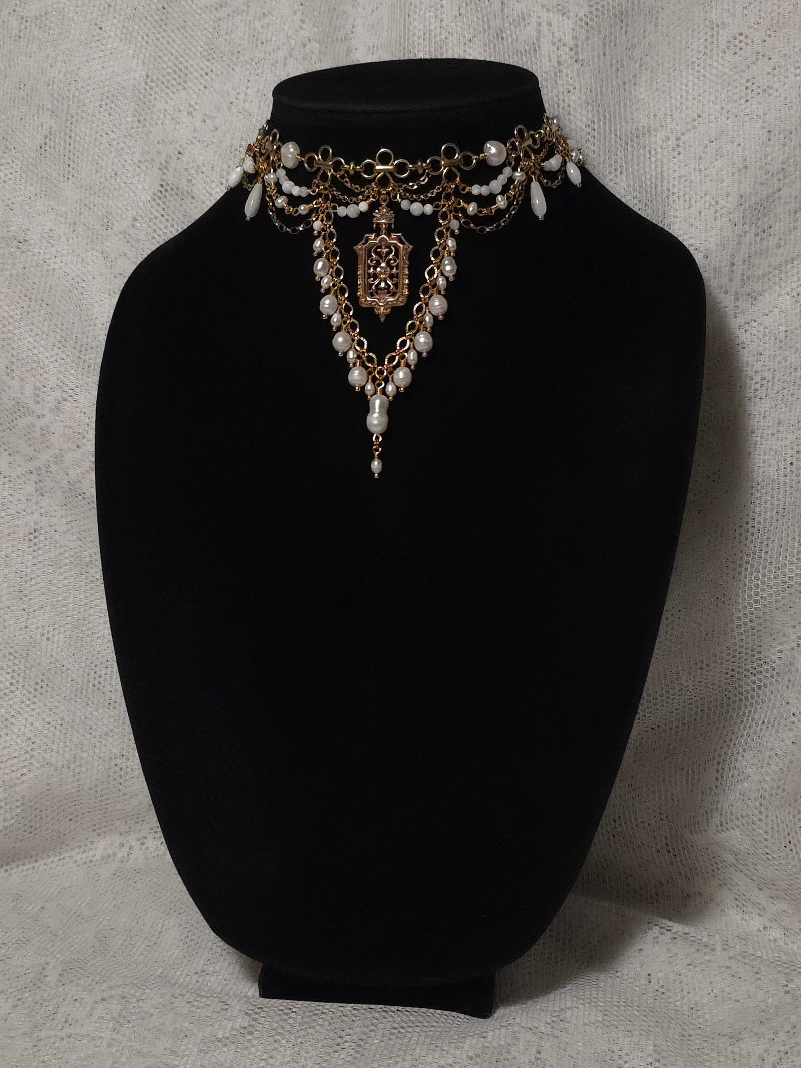 INFINITE BATHS | Gold & Pearl Renaissance Inspired Statement Choker
