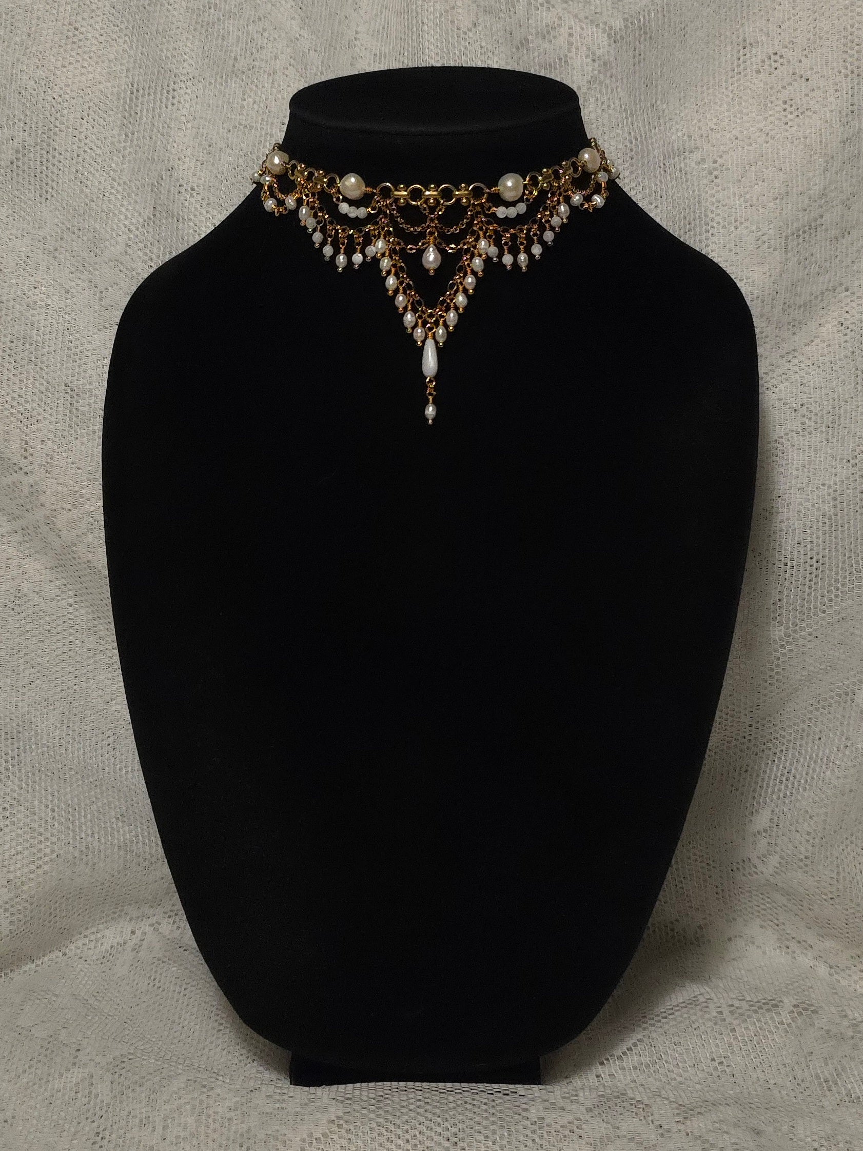 SEMPITERNAL | Gold & Pearl Renaissance Inspired Statement Choker
