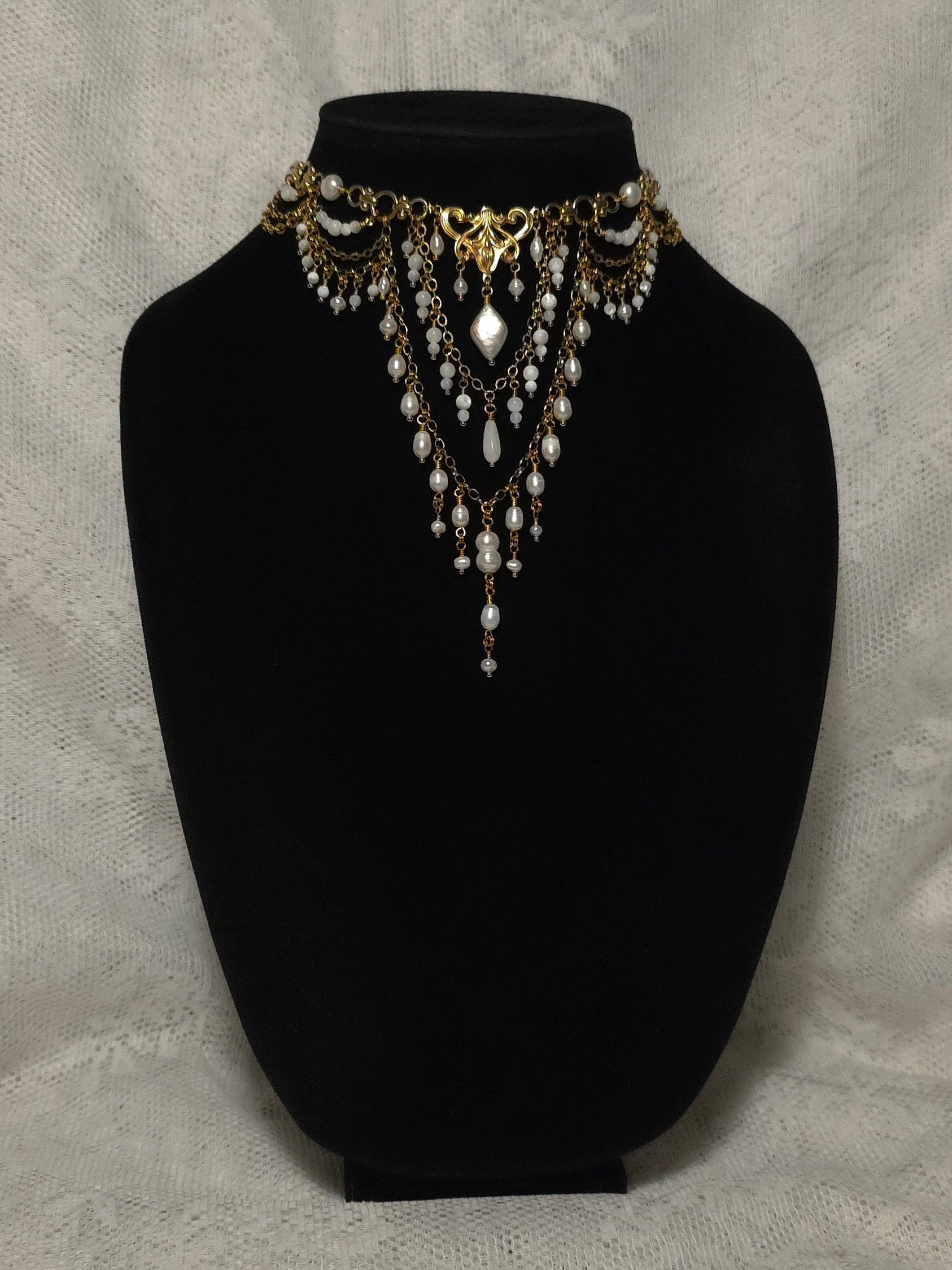REVIVAL | Gold & Pearl Renaissance Inspired Statement Choker