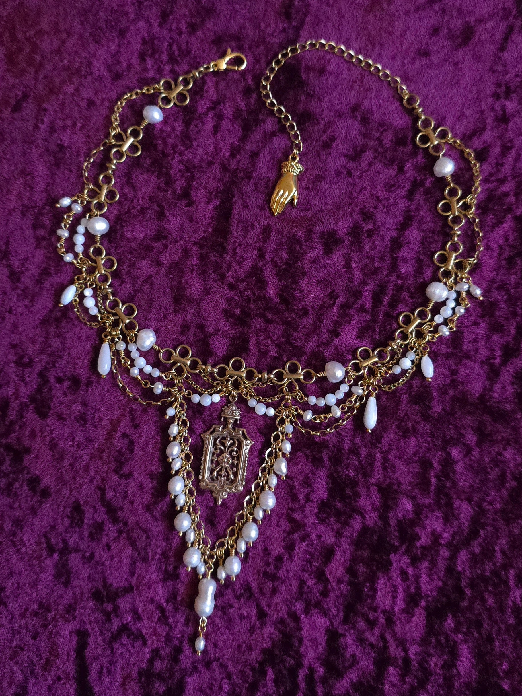 INFINITE BATHS | Gold & Pearl Renaissance Inspired Statement Choker