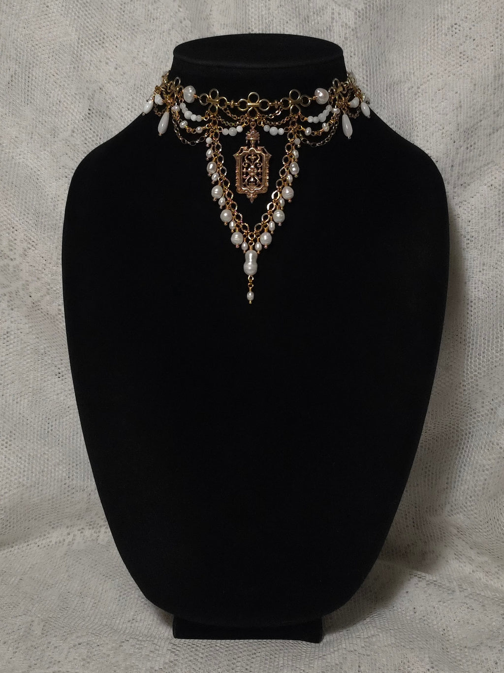 INFINITE BATHS | Gold & Pearl Renaissance Inspired Statement Choker