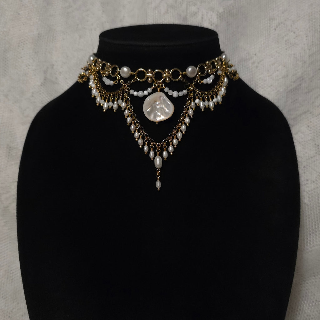 VOWED | Gold & Pearl Renaissance Inspired Statement Choker
