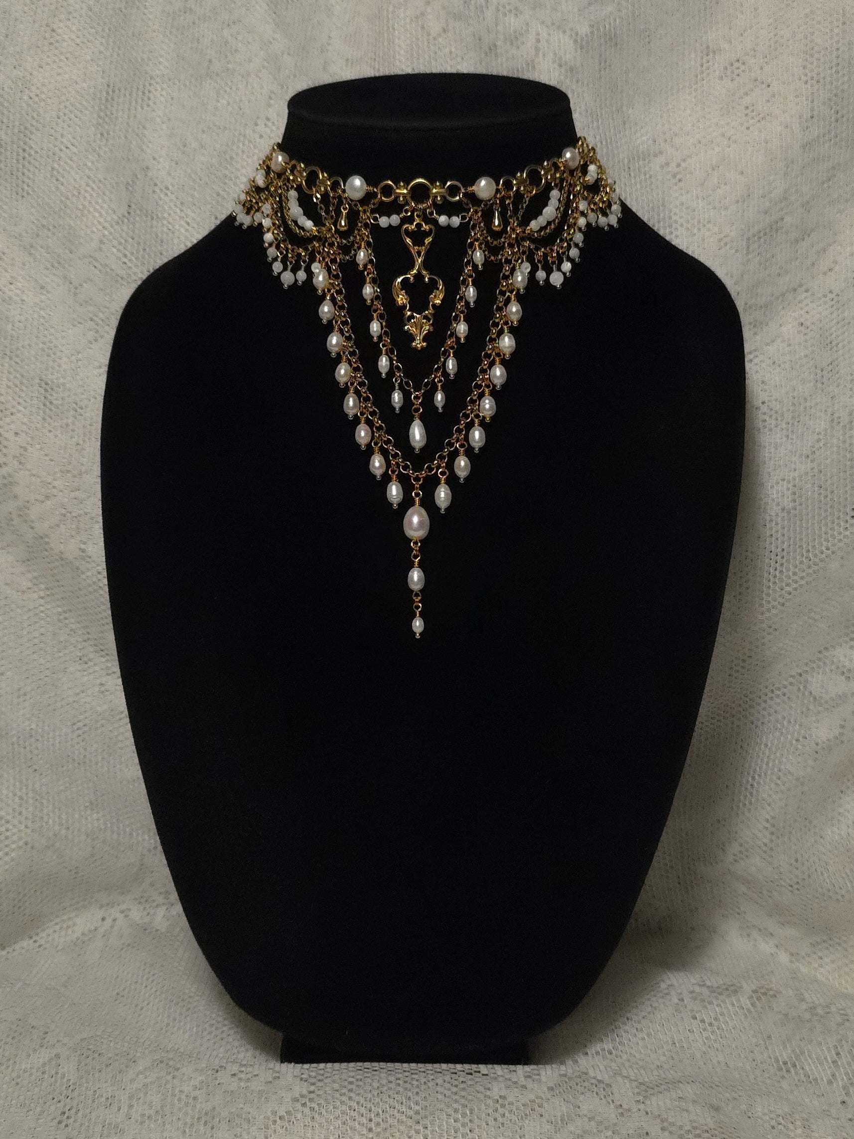 BETROTHED | Gold & Pearl Renaissance Inspired Statement Choker