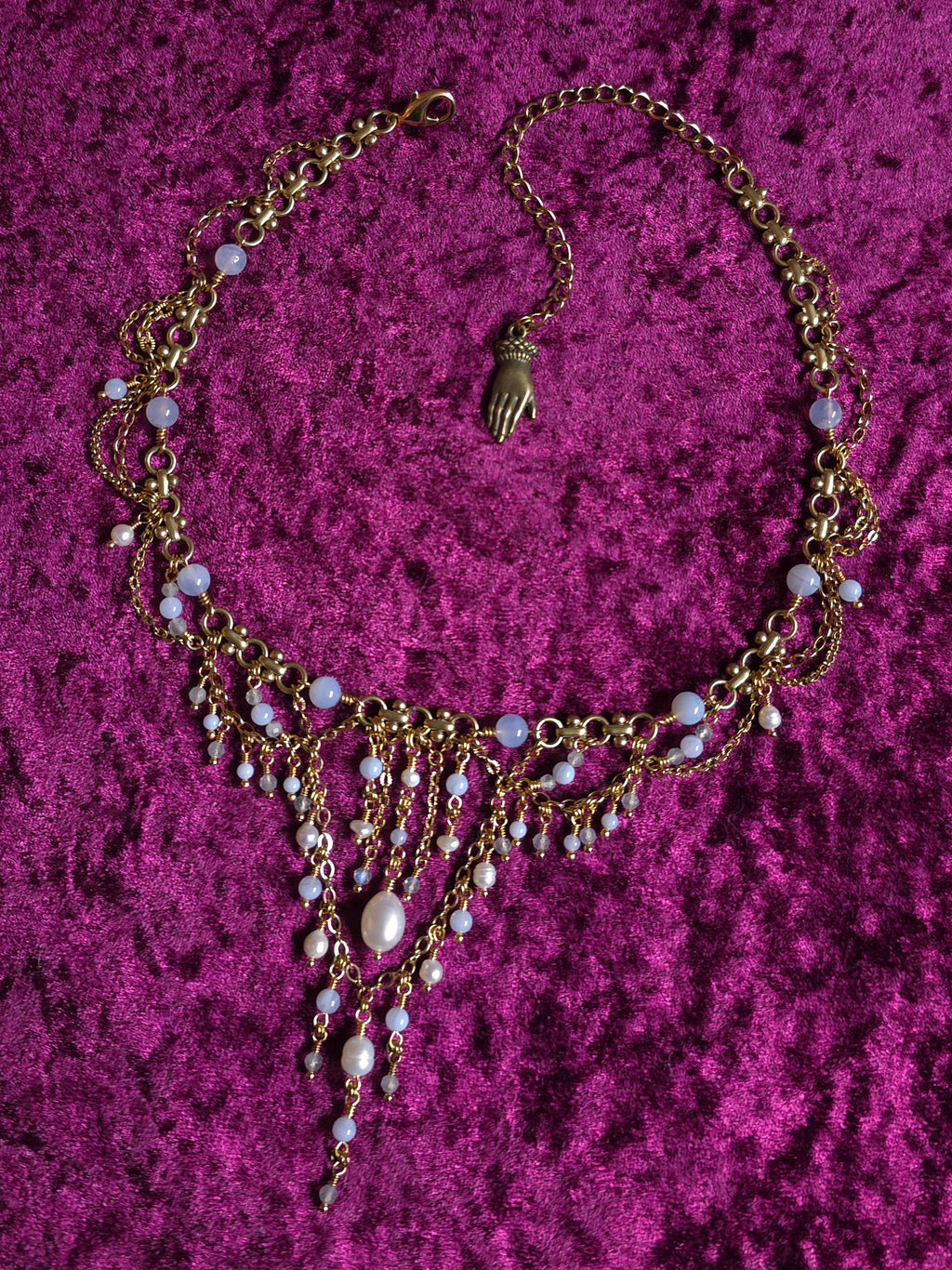ADORATION | Gold & Blue Lace Agate Louvre Inspired Statement Choker